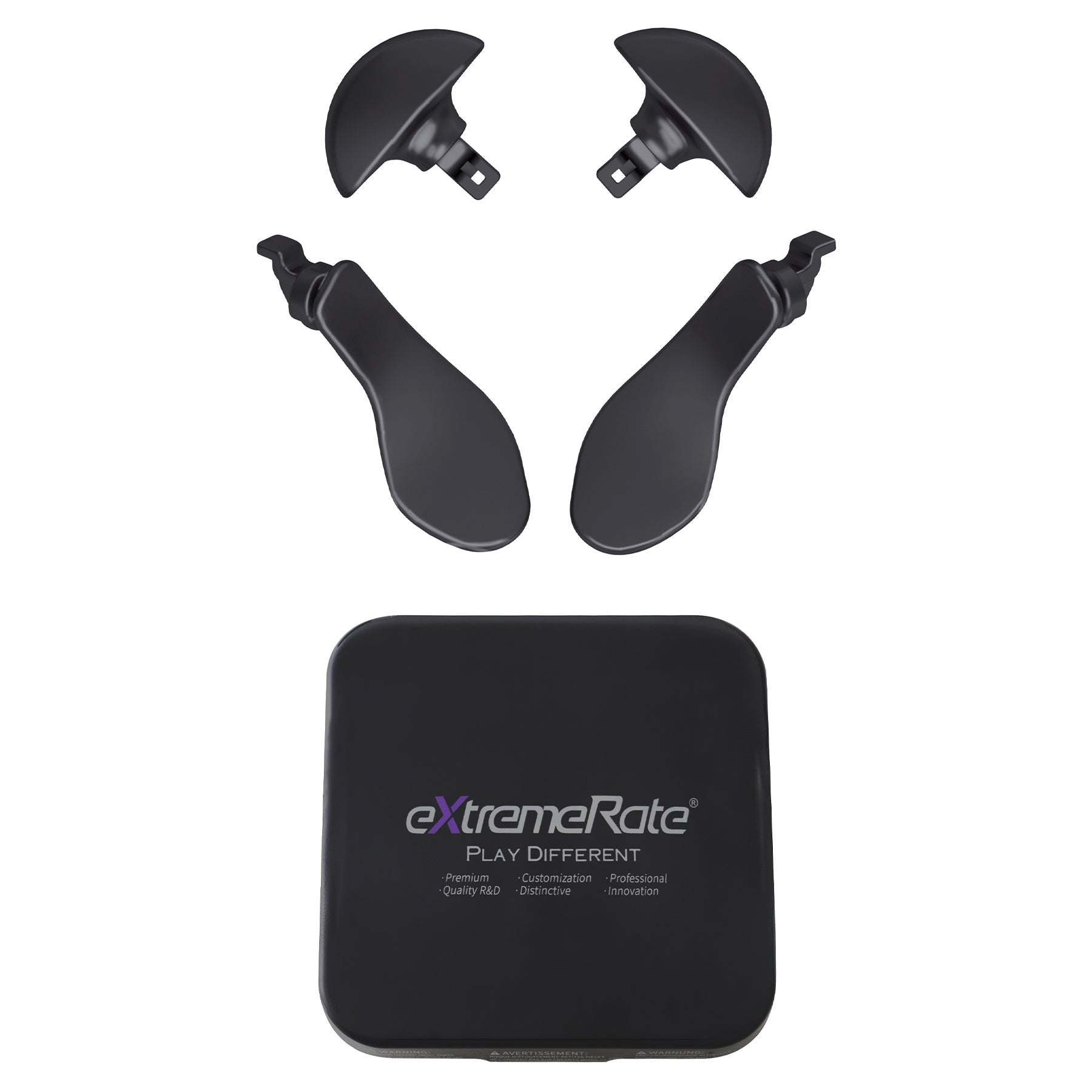 eXtremeRate Replacement Interchangeable 4PCS Metal Back Paddles for PS5 Edge Controller - Metallic Black eXtremeRate