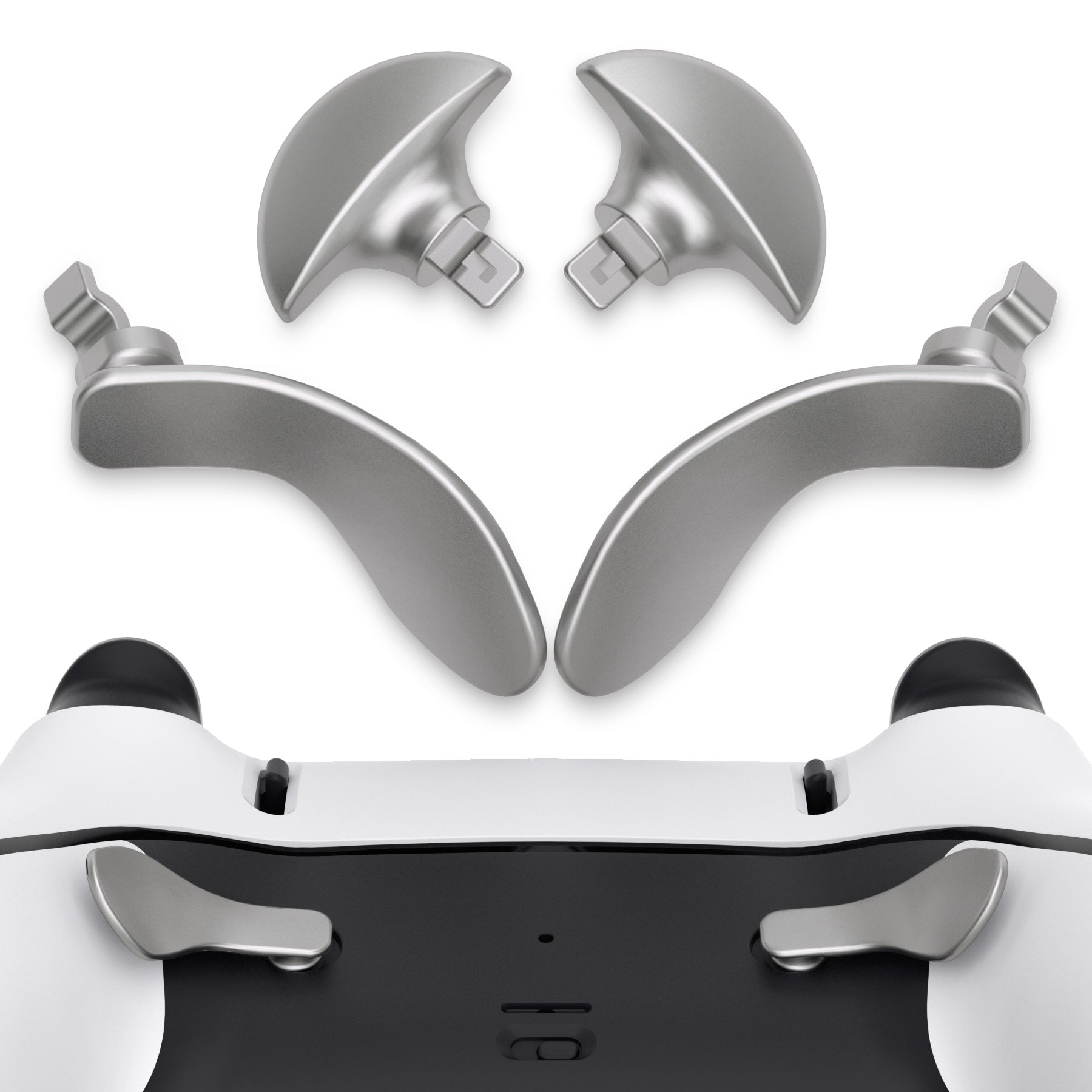 eXtremeRate Replacement Interchangeable 4PCS Metal Back Paddles for PS5 Edge Controller - Metallic Silver eXtremeRate
