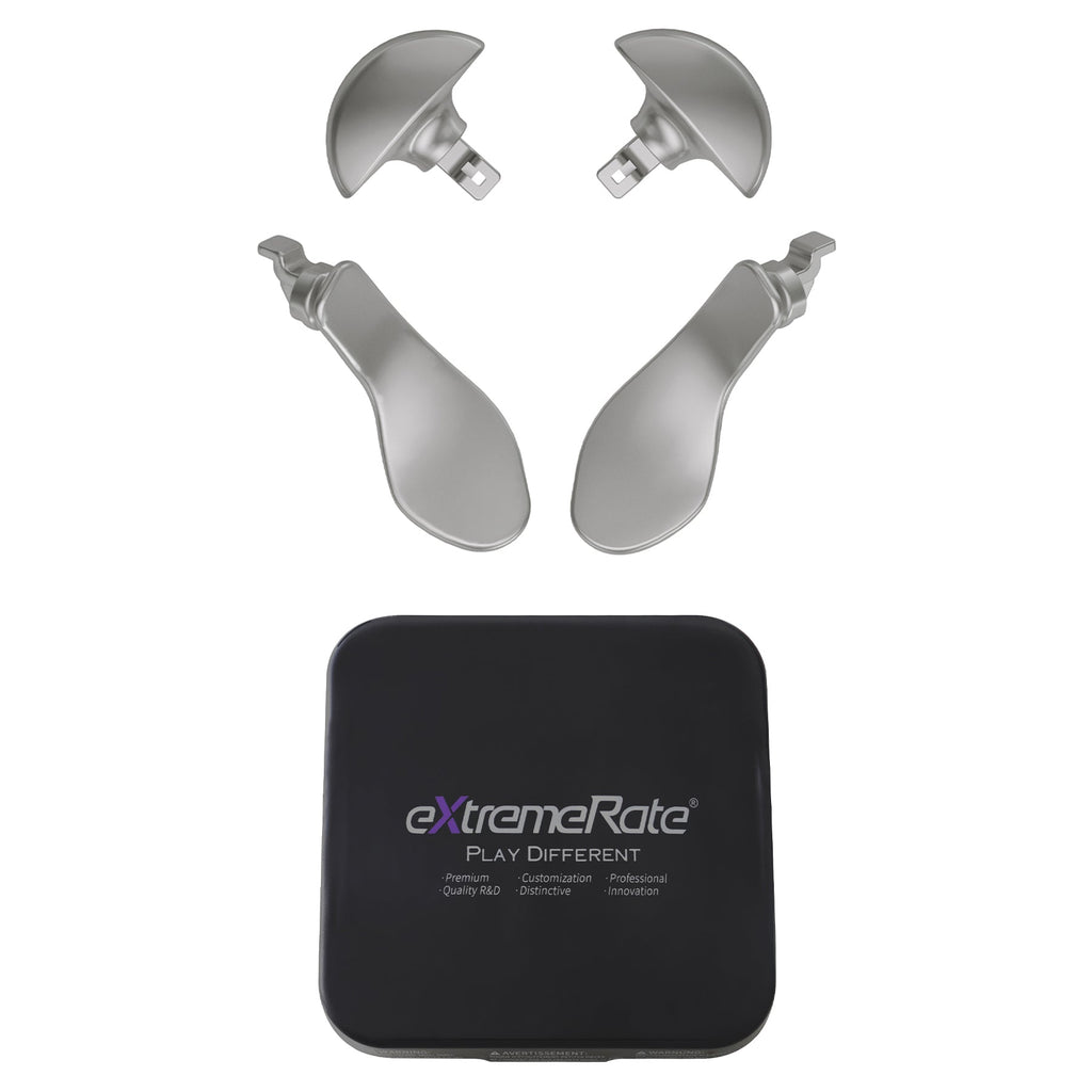 eXtremeRate Replacement Interchangeable 4PCS Metal Back Paddles for PS5 Edge Controller - Metallic Silver eXtremeRate