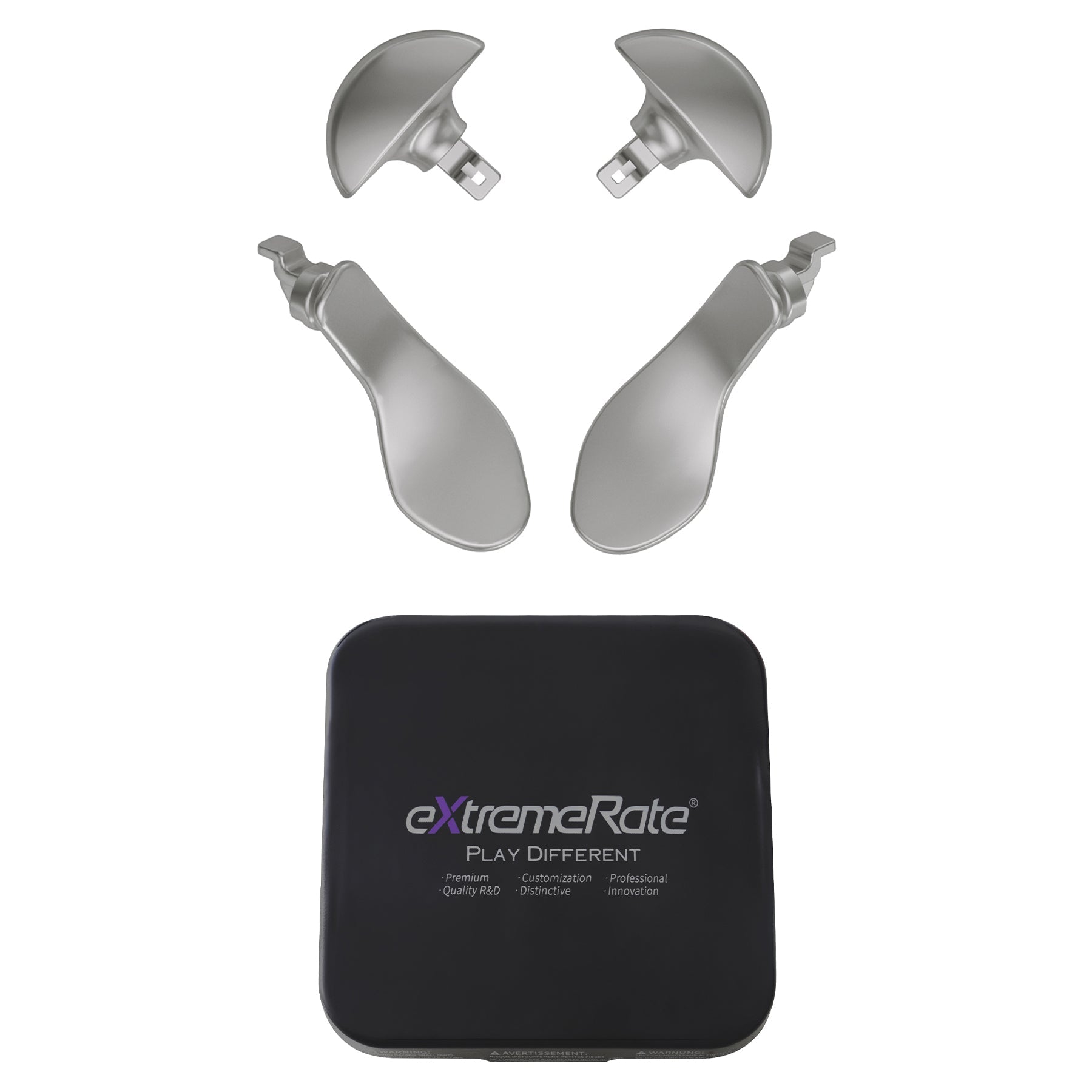 eXtremeRate Replacement Interchangeable 4PCS Metal Back Paddles for PS5 Edge Controller - Metallic Silver eXtremeRate