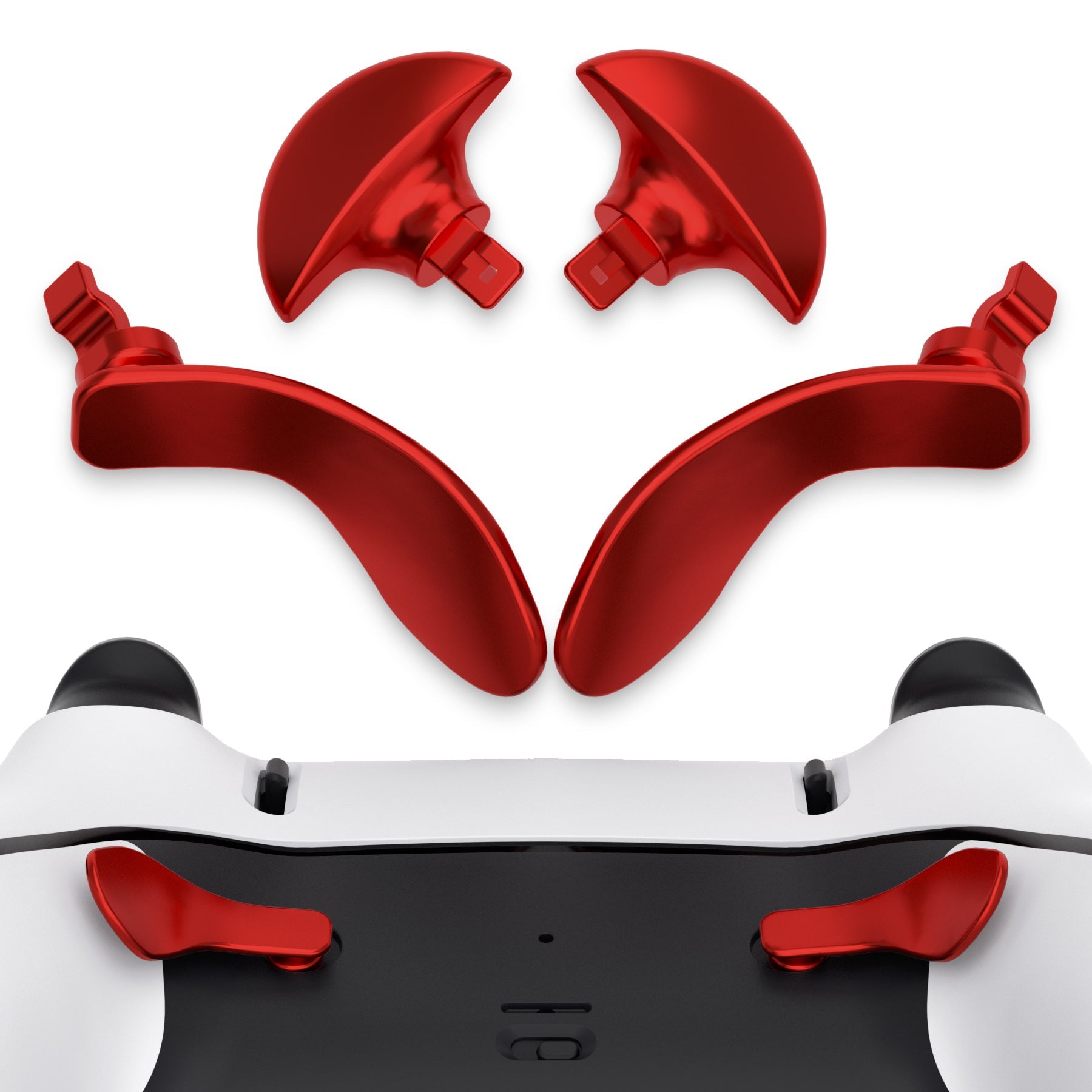 eXtremeRate Replacement Interchangeable 4PCS Metal Back Paddles for PS5 Edge Controller - Metallic Scarlet Red eXtremeRate