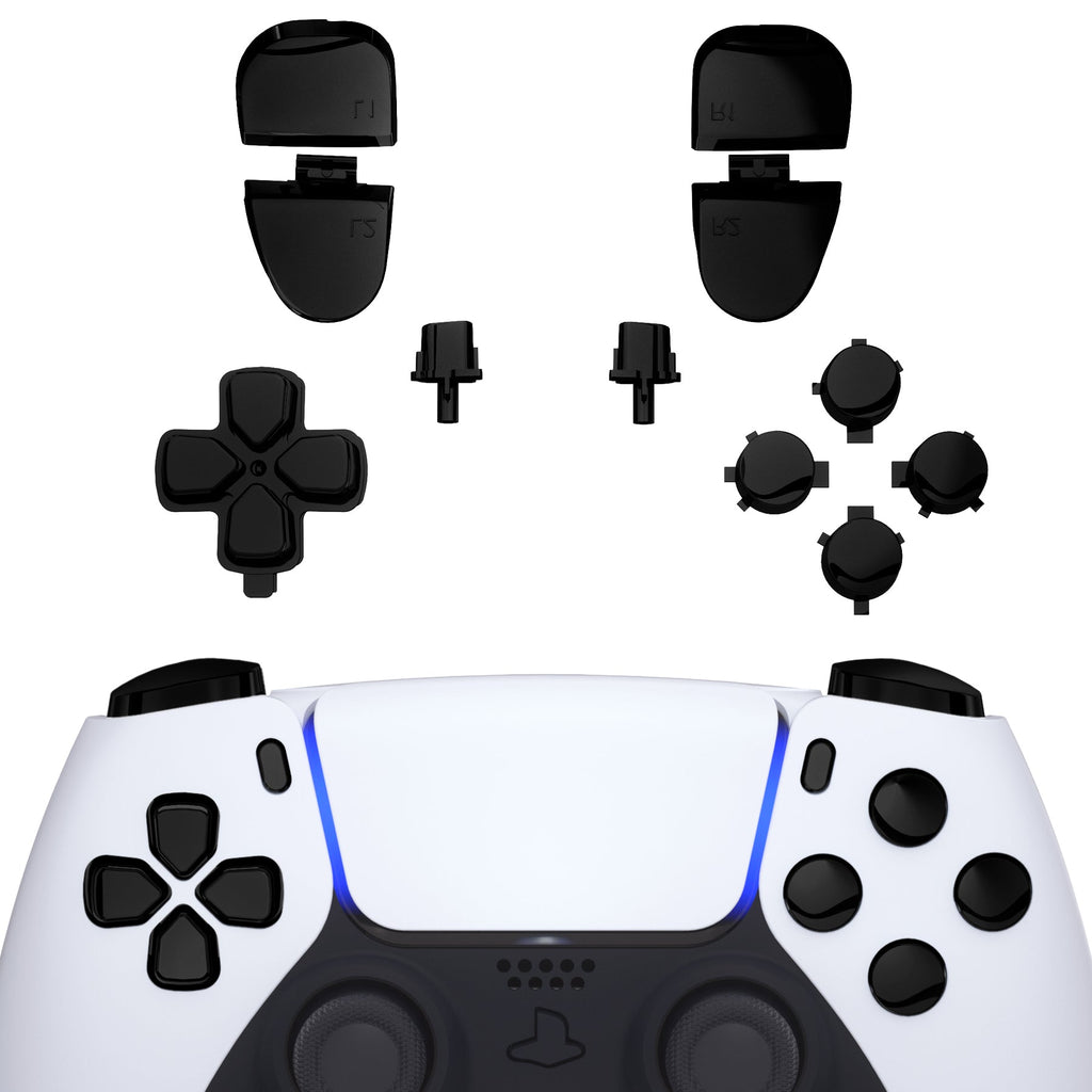 eXtremeRate Replacement Full Set Buttons Compatible with PS5 Controller BDM-030/040/050/060 - Chrome Black eXtremeRate