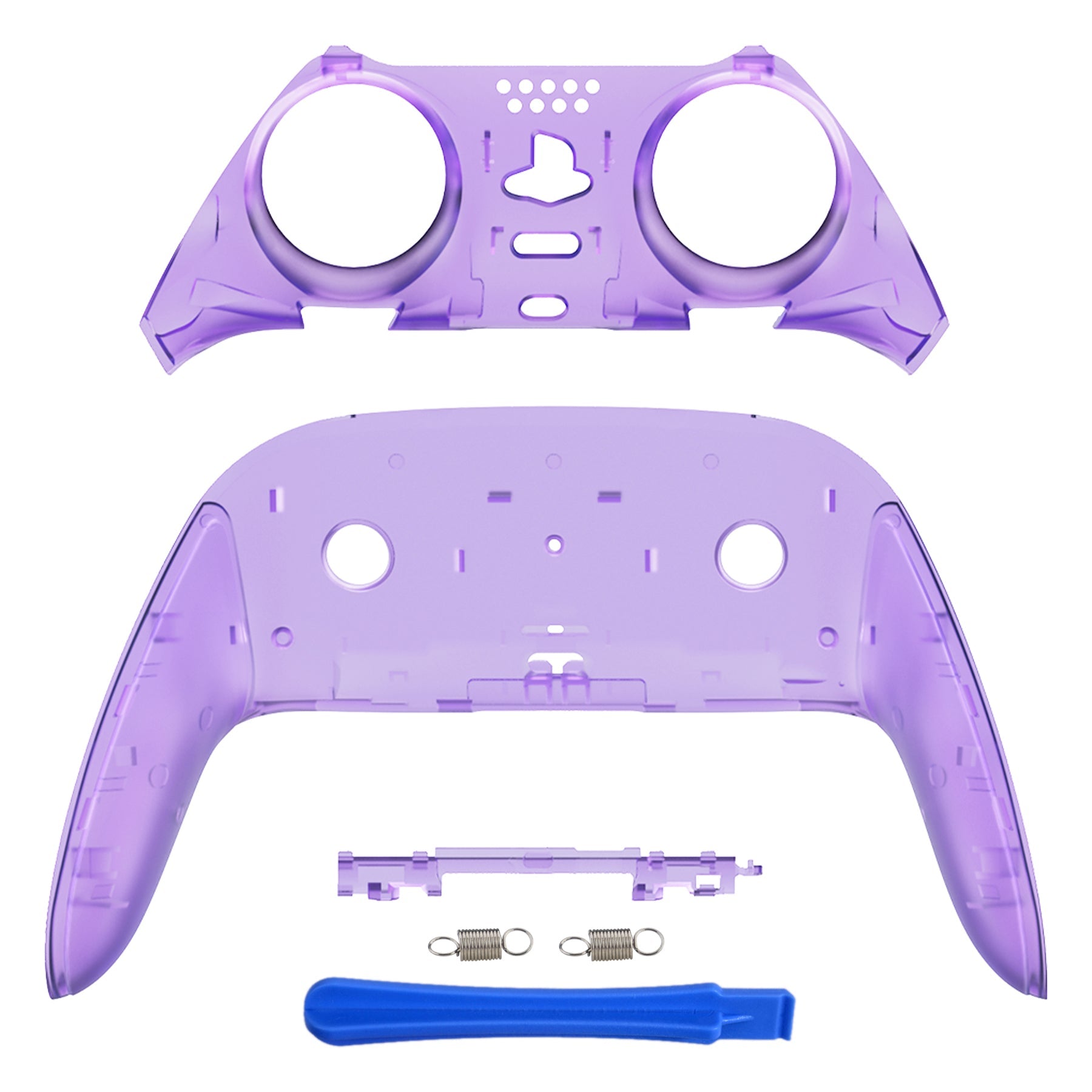 eXtremeRate Replacement Top Bottom Decorative Trim Shell Compatible with PS5 Edge Controller - Clear Atomic Purple eXtremeRate