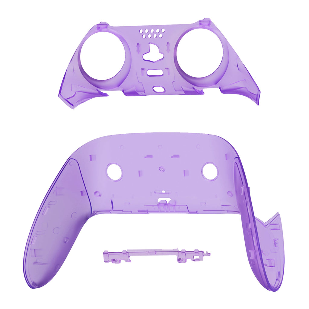 eXtremeRate Replacement Top Bottom Decorative Trim Shell Compatible with PS5 Edge Controller - Clear Atomic Purple eXtremeRate