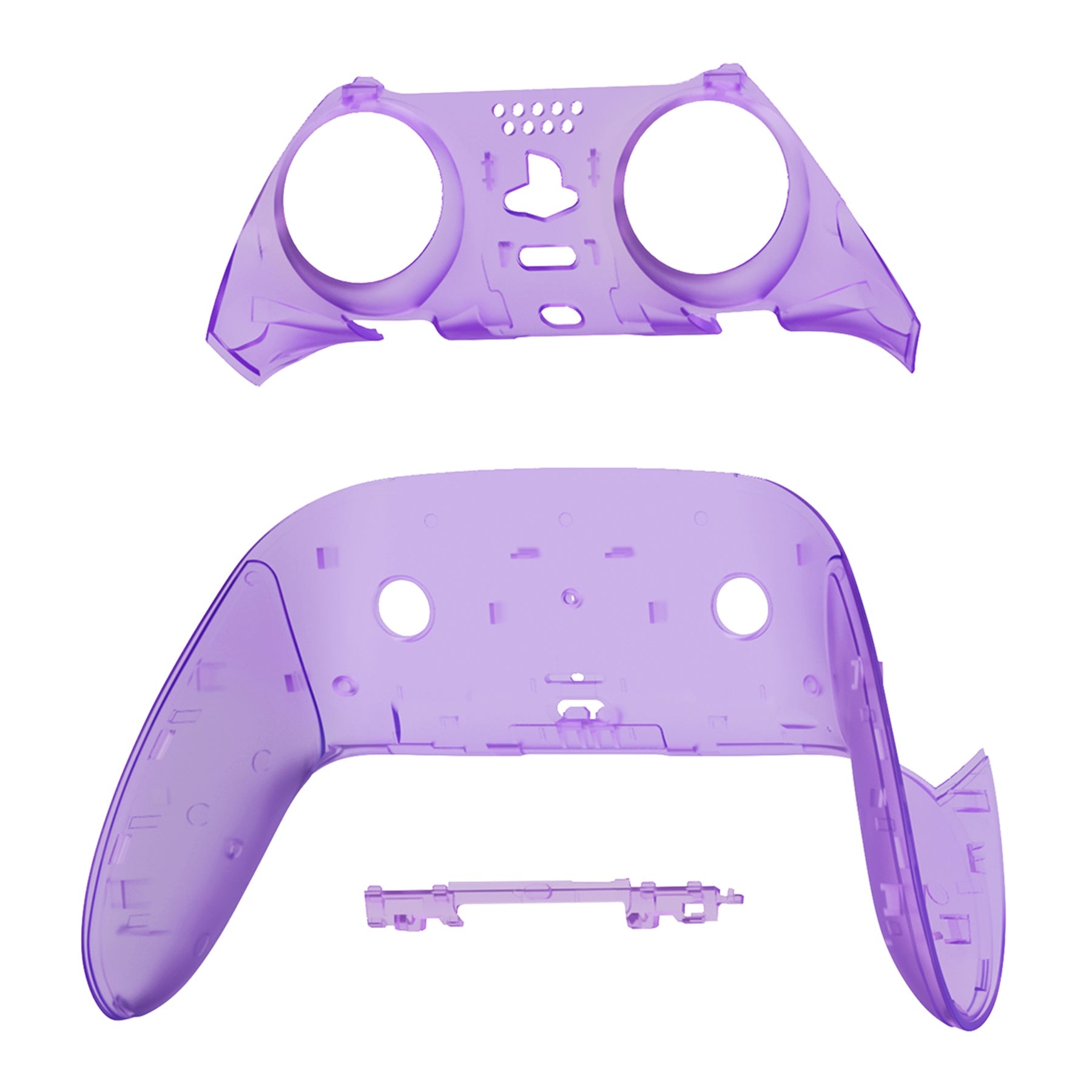 eXtremeRate Replacement Top Bottom Decorative Trim Shell Compatible with PS5 Edge Controller - Clear Atomic Purple eXtremeRate