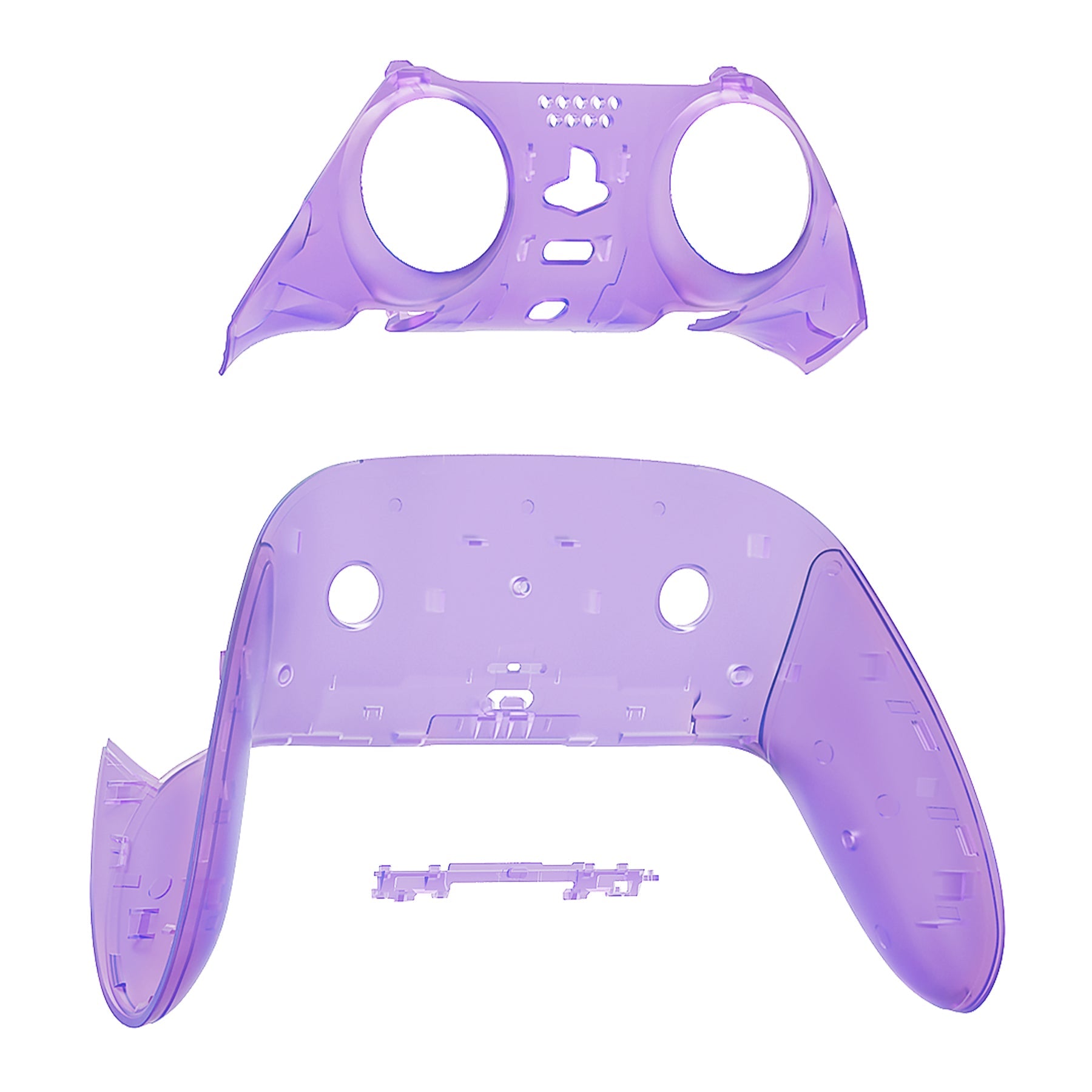 eXtremeRate Replacement Top Bottom Decorative Trim Shell Compatible with PS5 Edge Controller - Clear Atomic Purple eXtremeRate