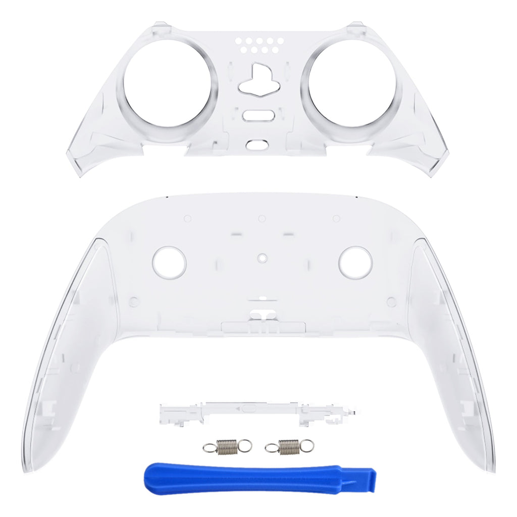 eXtremeRate Replacement Top Bottom Decorative Trim Shell Compatible with PS5 Edge Controller - Clear eXtremeRate