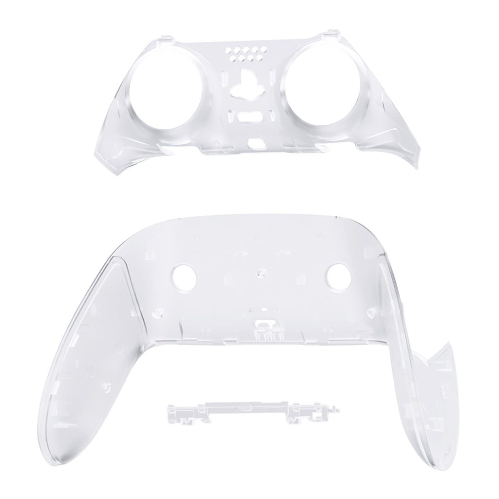 eXtremeRate Replacement Top Bottom Decorative Trim Shell Compatible with PS5 Edge Controller - Clear eXtremeRate