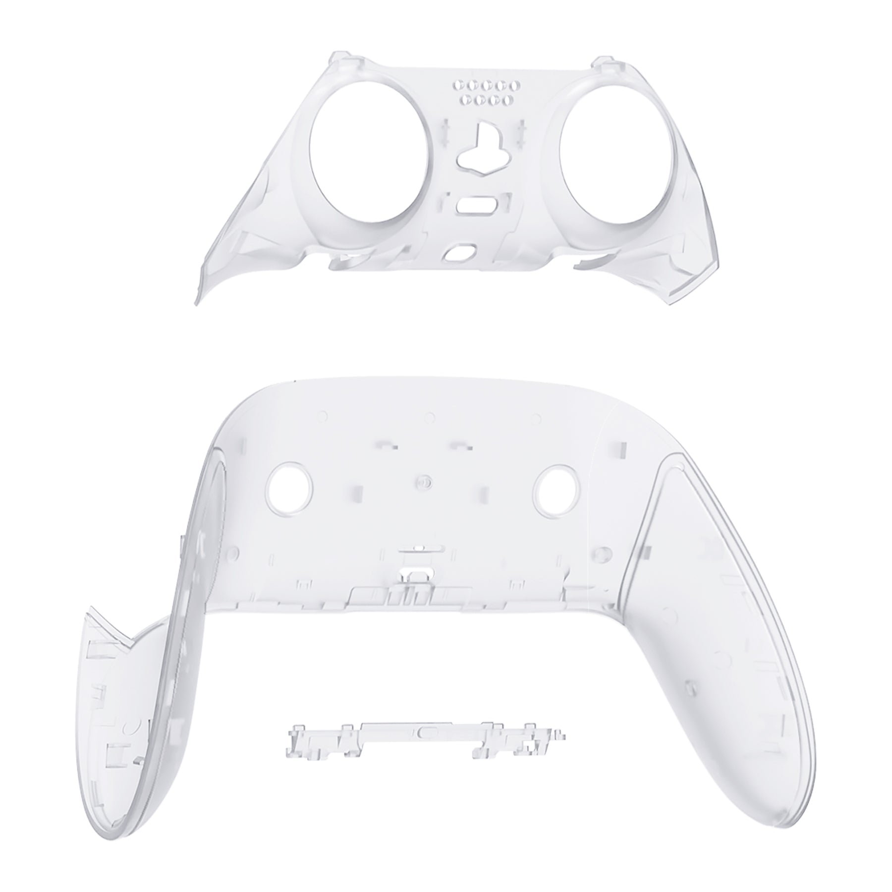 eXtremeRate Replacement Top Bottom Decorative Trim Shell Compatible with PS5 Edge Controller - Clear eXtremeRate