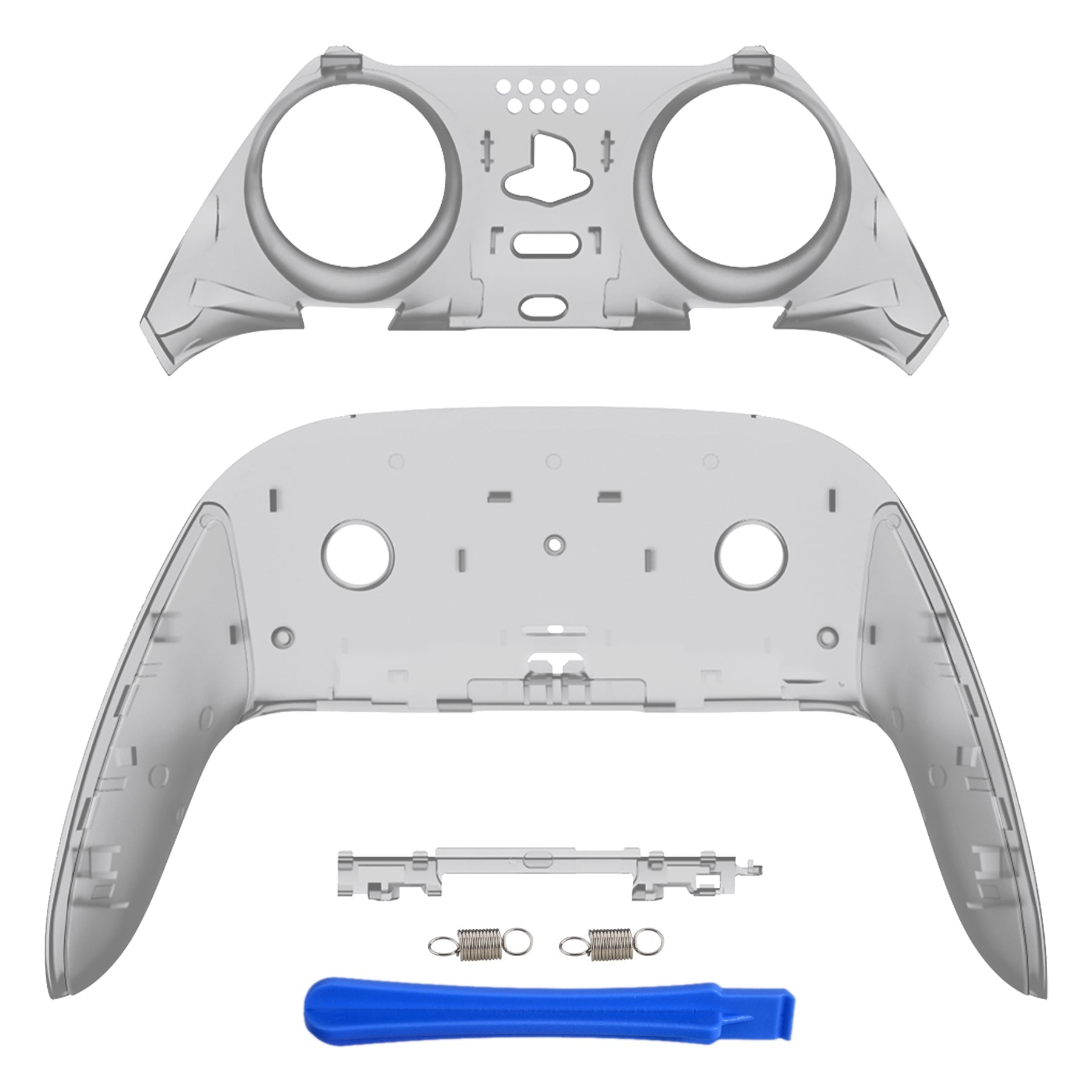 eXtremeRate Replacement Top Bottom Decorative Trim Shell Compatible with PS5 Edge Controller - Clear Black eXtremeRate