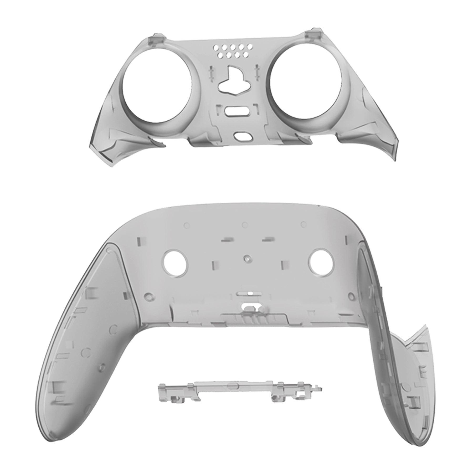 eXtremeRate Replacement Top Bottom Decorative Trim Shell Compatible with PS5 Edge Controller - Clear Black eXtremeRate
