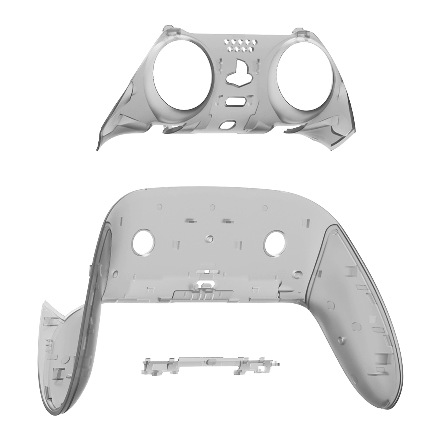 eXtremeRate Replacement Top Bottom Decorative Trim Shell Compatible with PS5 Edge Controller - Clear Black eXtremeRate