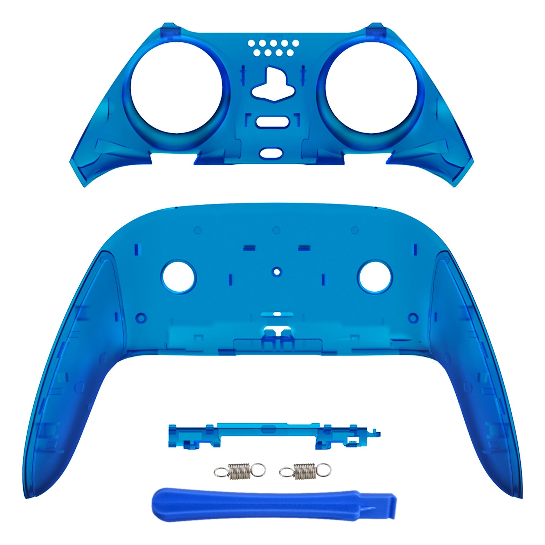 eXtremeRate Replacement Top Bottom Decorative Trim Shell Compatible with PS5 Edge Controller - Clear Blue eXtremeRate