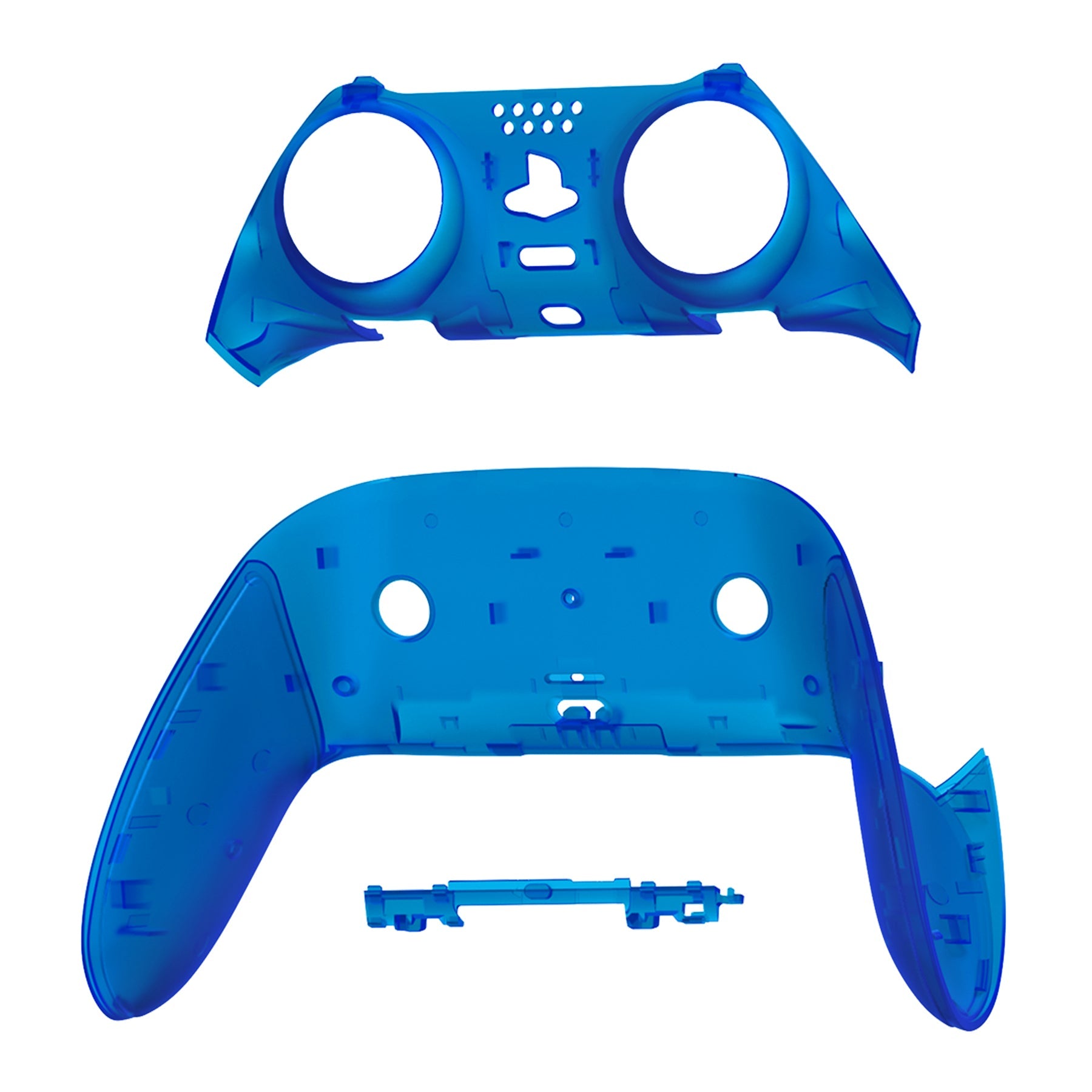 eXtremeRate Replacement Top Bottom Decorative Trim Shell Compatible with PS5 Edge Controller - Clear Blue eXtremeRate
