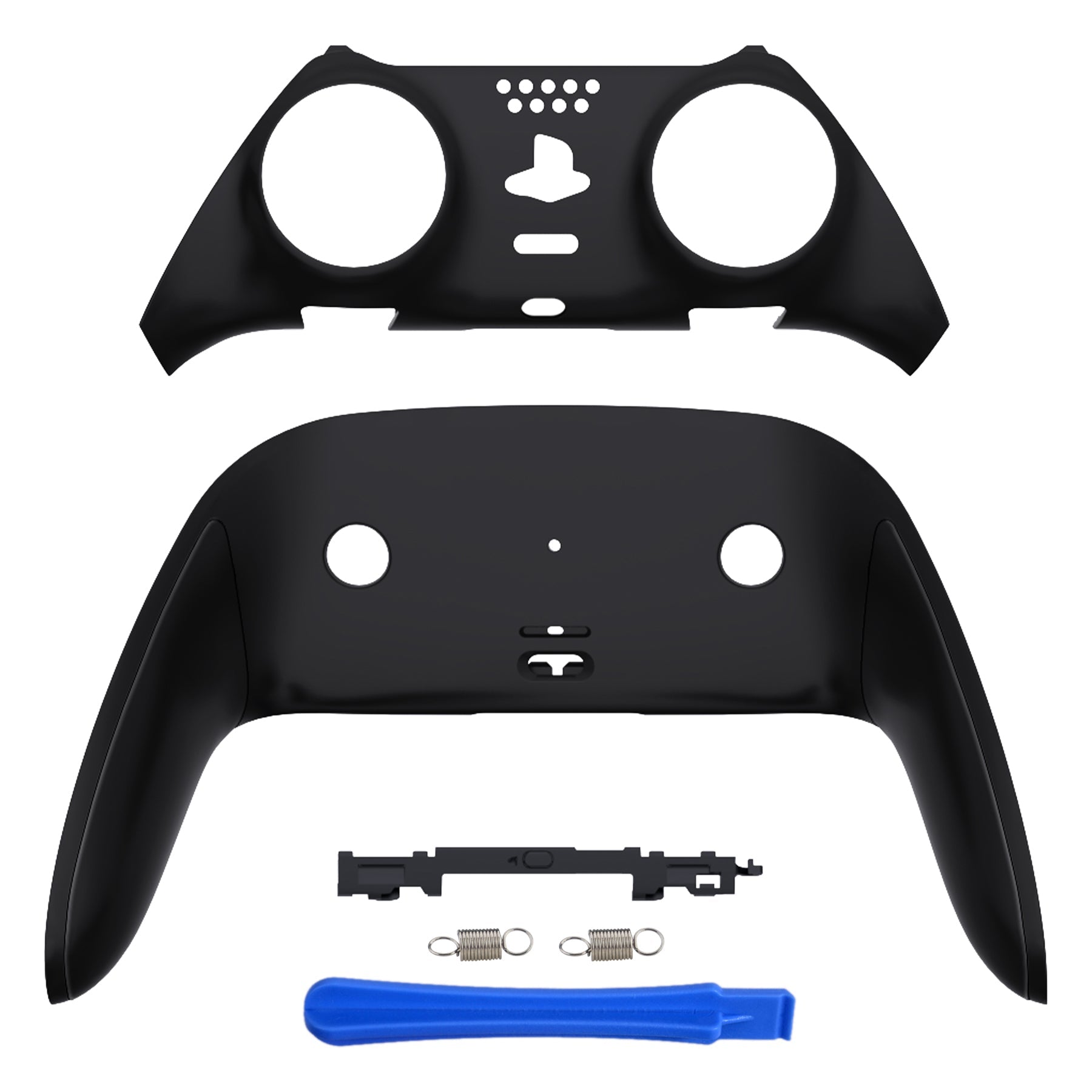 eXtremeRate Replacement Top Bottom Decorative Trim Shell Compatible with PS5 Edge Controller - Black eXtremeRate