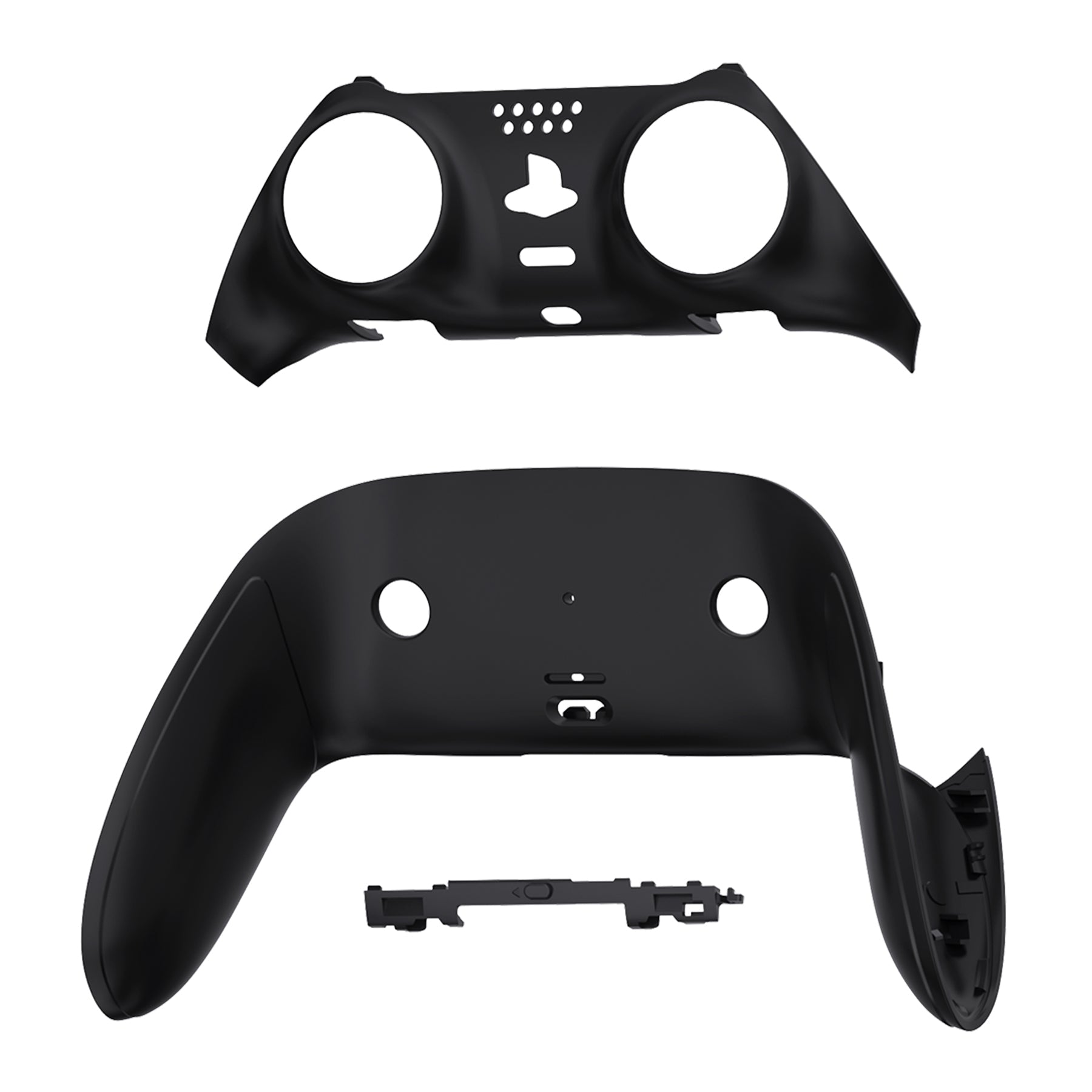 eXtremeRate Replacement Top Bottom Decorative Trim Shell Compatible with PS5 Edge Controller - Black eXtremeRate
