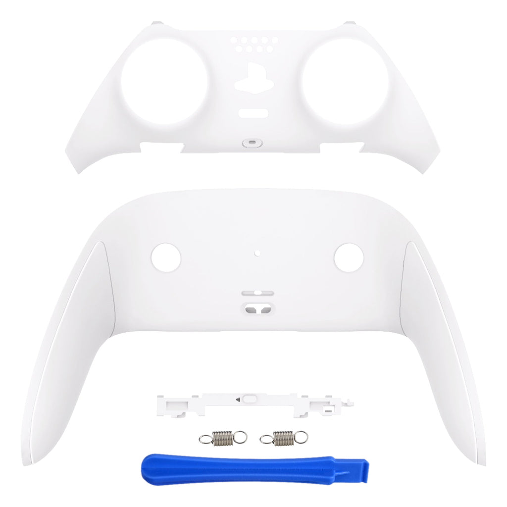 eXtremeRate Replacement Top Bottom Decorative Trim Shell Compatible with PS5 Edge Controller - White eXtremeRate