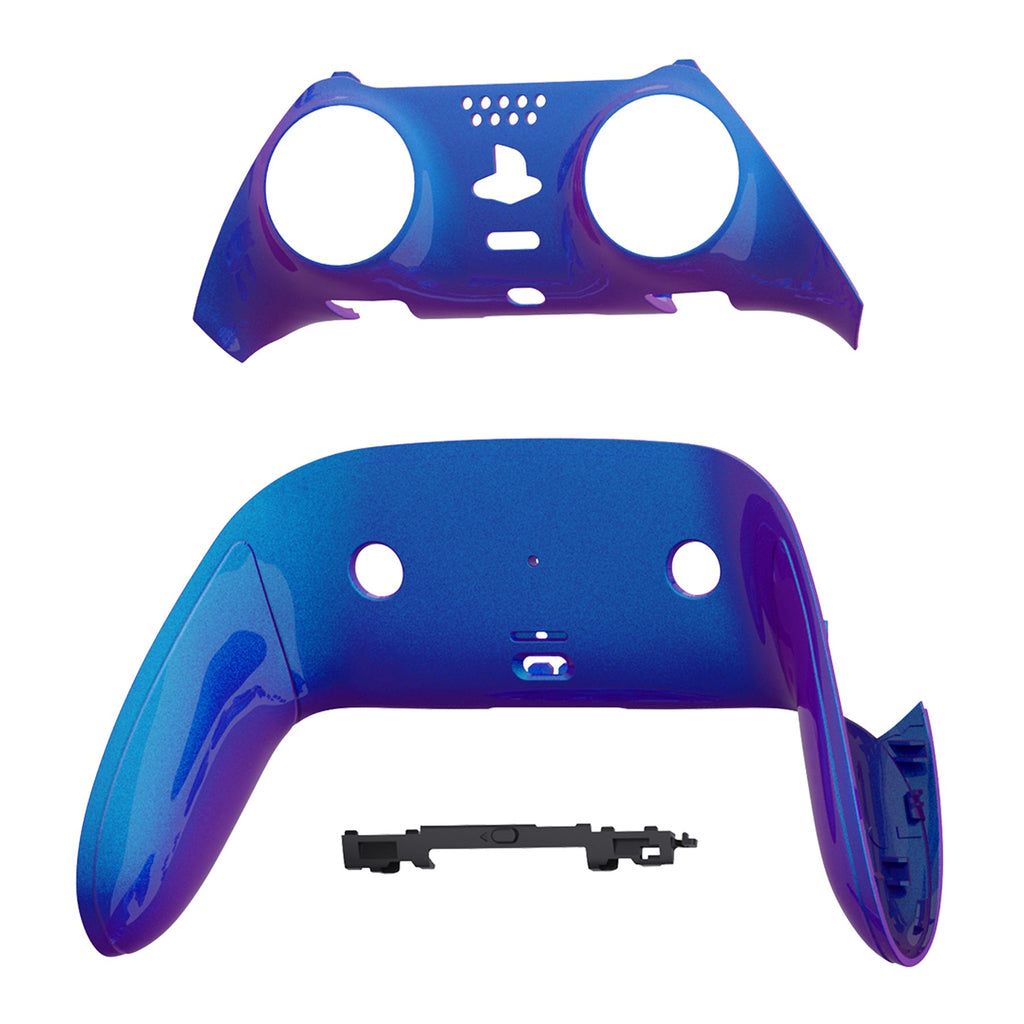 eXtremeRate Replacement Top Bottom Decorative Trim Shell Compatible with PS5 Edge Controller - Chameleon Purple Blue eXtremeRate