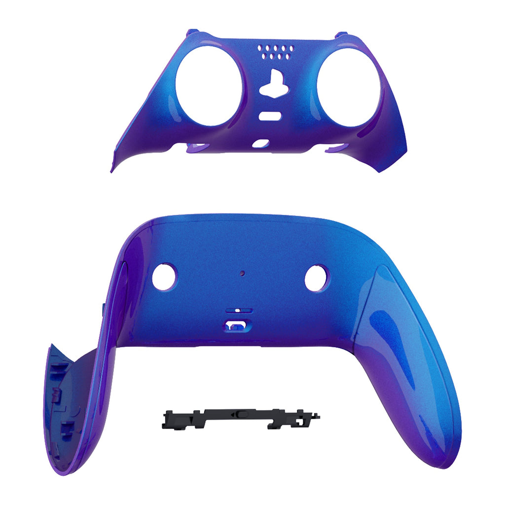 eXtremeRate Replacement Top Bottom Decorative Trim Shell Compatible with PS5 Edge Controller - Chameleon Purple Blue eXtremeRate