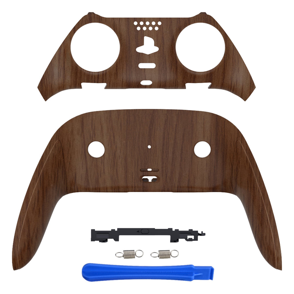 eXtremeRate Replacement Top Bottom Decorative Trim Shell Compatible with PS5 Edge Controller - Wood Grain eXtremeRate