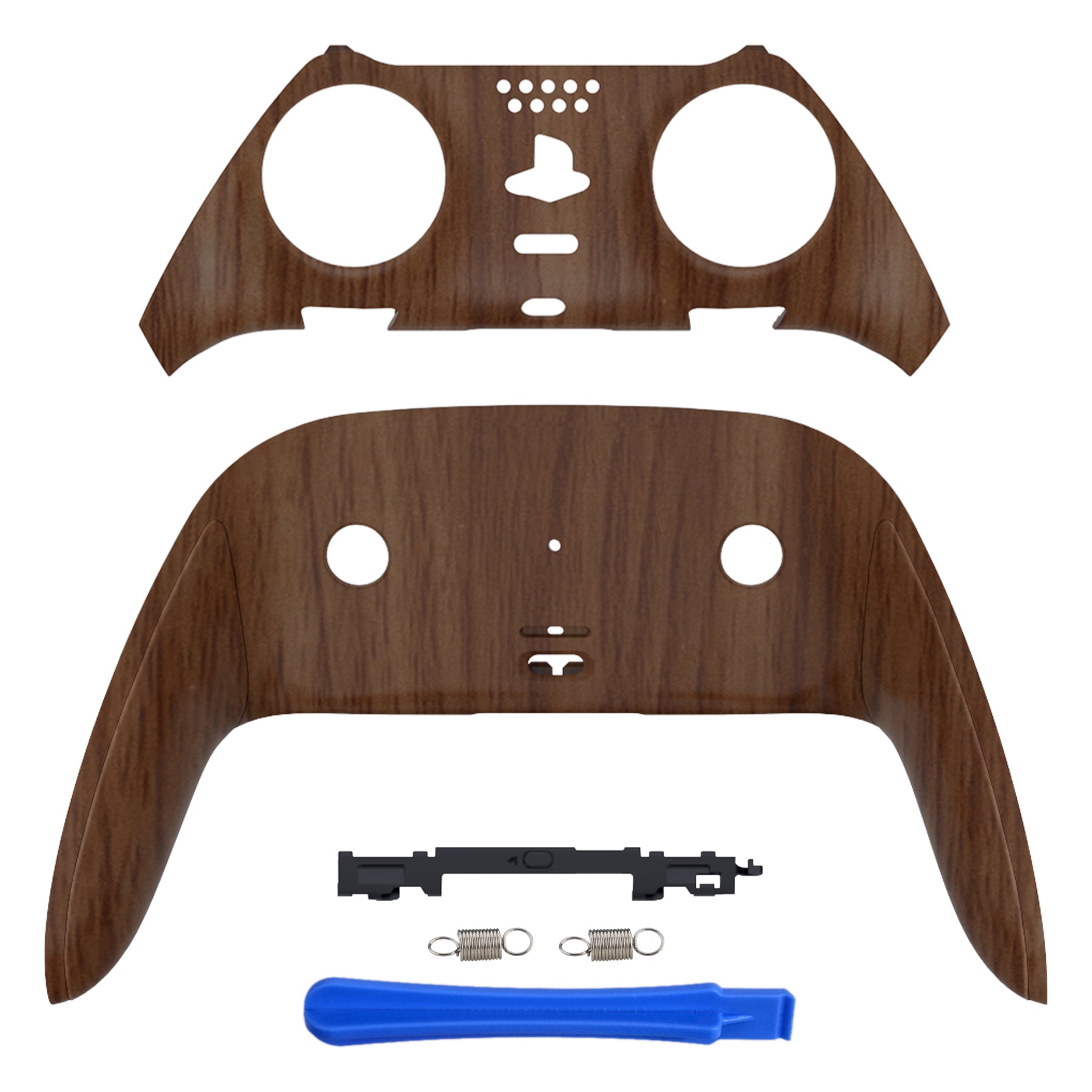eXtremeRate Replacement Top Bottom Decorative Trim Shell Compatible with PS5 Edge Controller - Wood Grain eXtremeRate