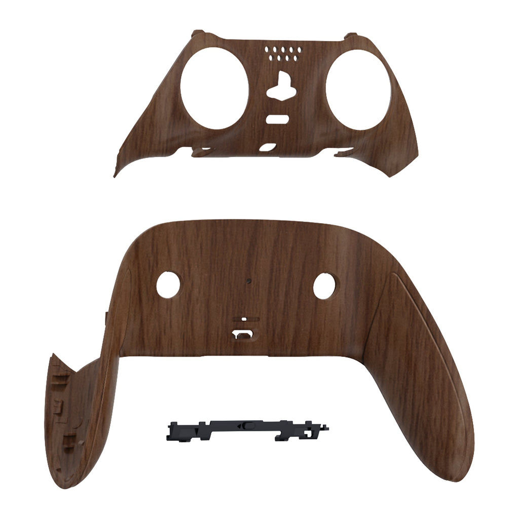 eXtremeRate Replacement Top Bottom Decorative Trim Shell Compatible with PS5 Edge Controller - Wood Grain eXtremeRate