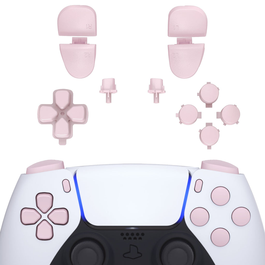eXtremeRate Replacement Full Set Buttons Compatible with PS5 Controller BDM-030/040/050/060 - Cherry Blossoms Pink eXtremeRate