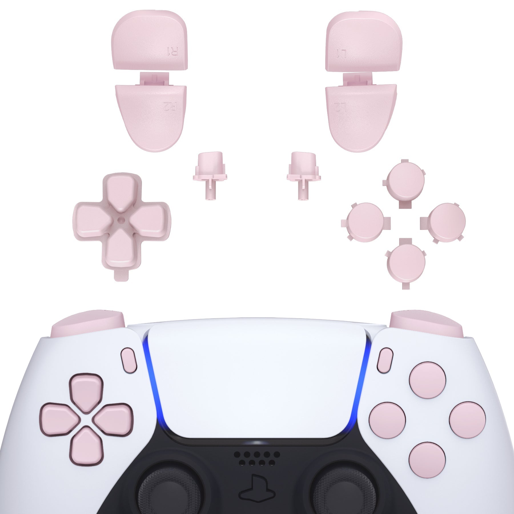 eXtremeRate Replacement Full Set Buttons Compatible with PS5 Controller BDM-030/040/050/060 - Cherry Blossoms Pink eXtremeRate