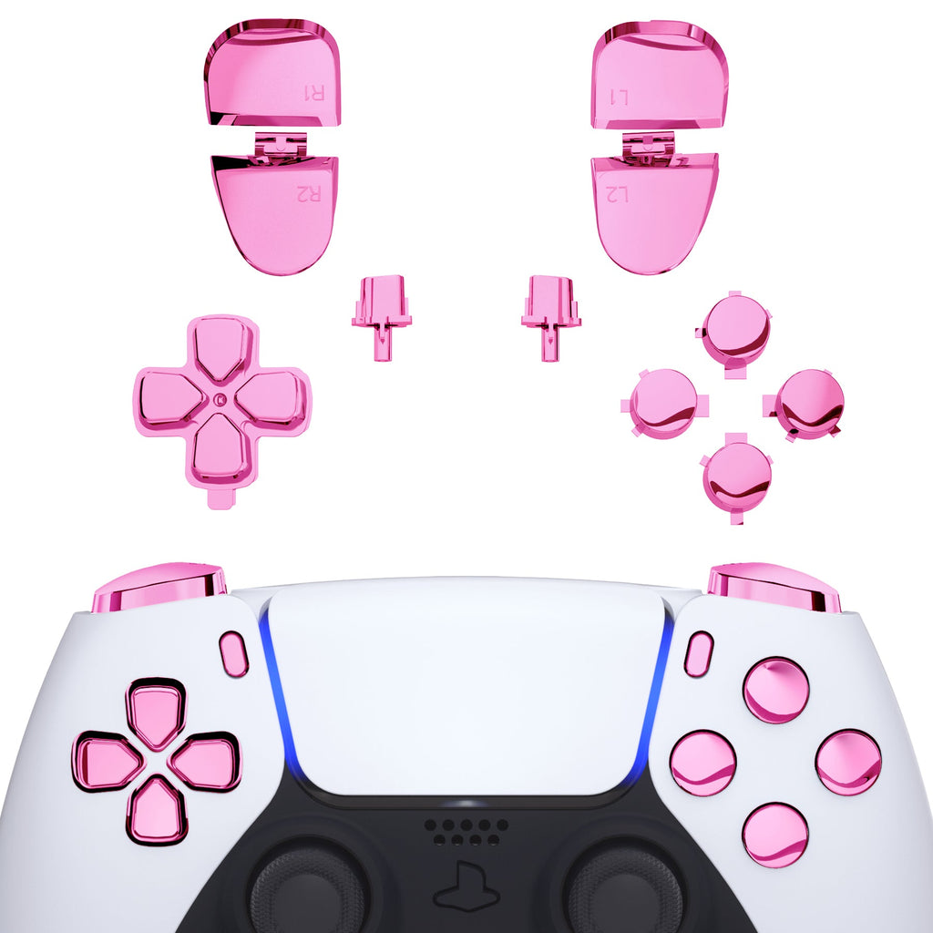 eXtremeRate Replacement Full Set Buttons Compatible with PS5 Controller BDM-030/040/050/060 - Chrome Pink eXtremeRate