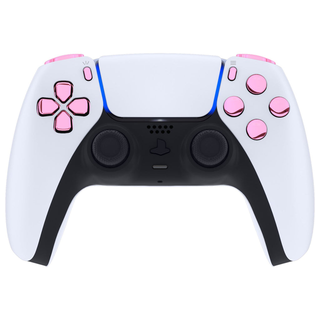 eXtremeRate Replacement Full Set Buttons Compatible with PS5 Controller BDM-030/040/050/060 - Chrome Pink eXtremeRate