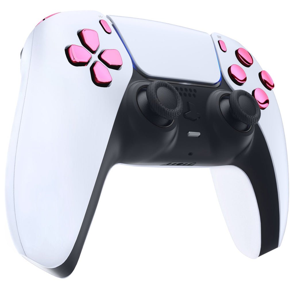 eXtremeRate Replacement Full Set Buttons Compatible with PS5 Controller BDM-030/040/050/060 - Chrome Pink eXtremeRate