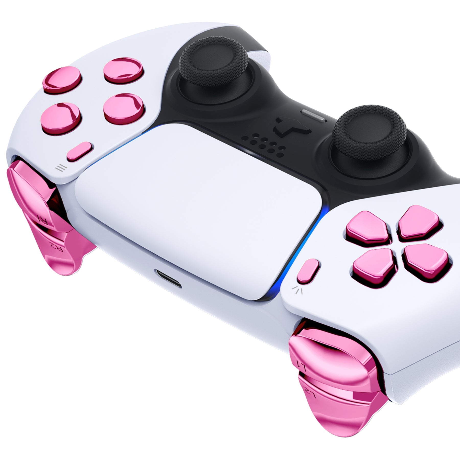eXtremeRate Replacement Full Set Buttons Compatible with PS5 Controller BDM-030/040/050/060 - Chrome Pink eXtremeRate
