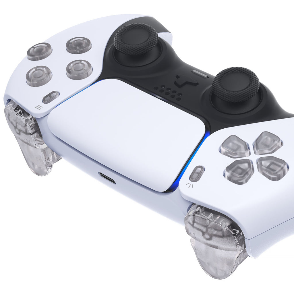 eXtremeRate Replacement Full Set Buttons Compatible with PS5 Controller BDM-030/040/050/060 - Clear eXtremeRate