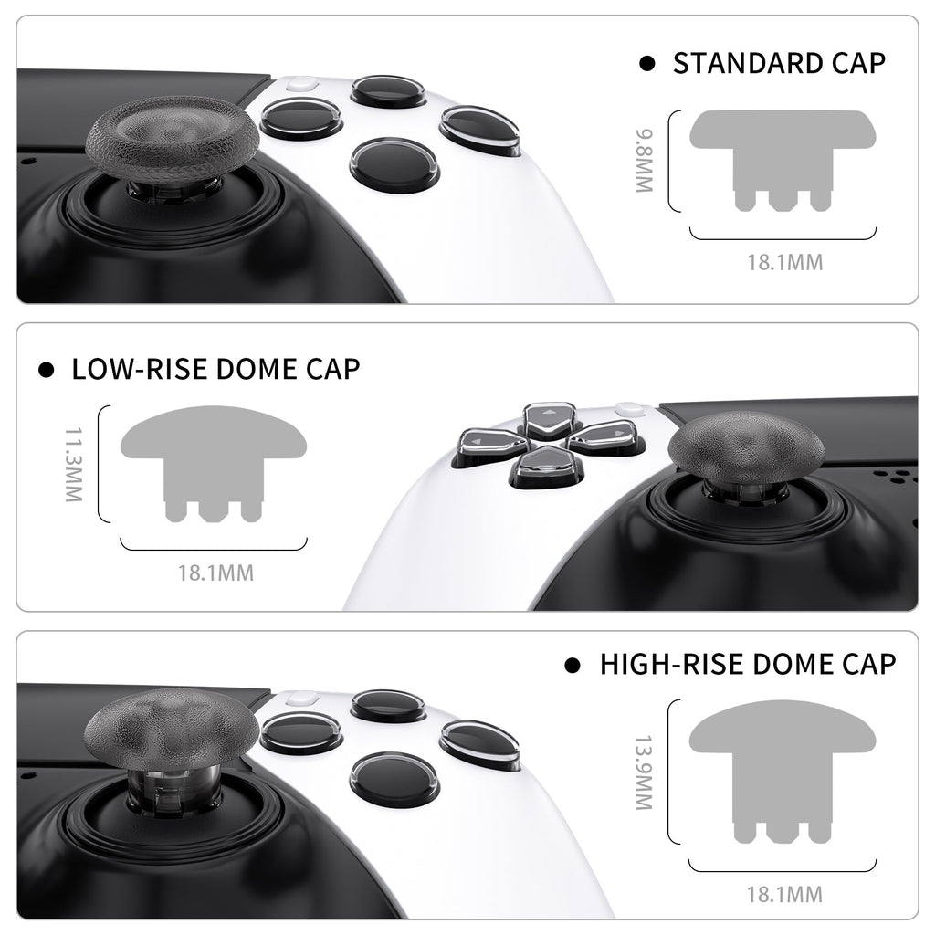 eXtremeRate Replacement Swappable Thumbsticks for PS5 Edge Controller - Clear Black eXtremeRate