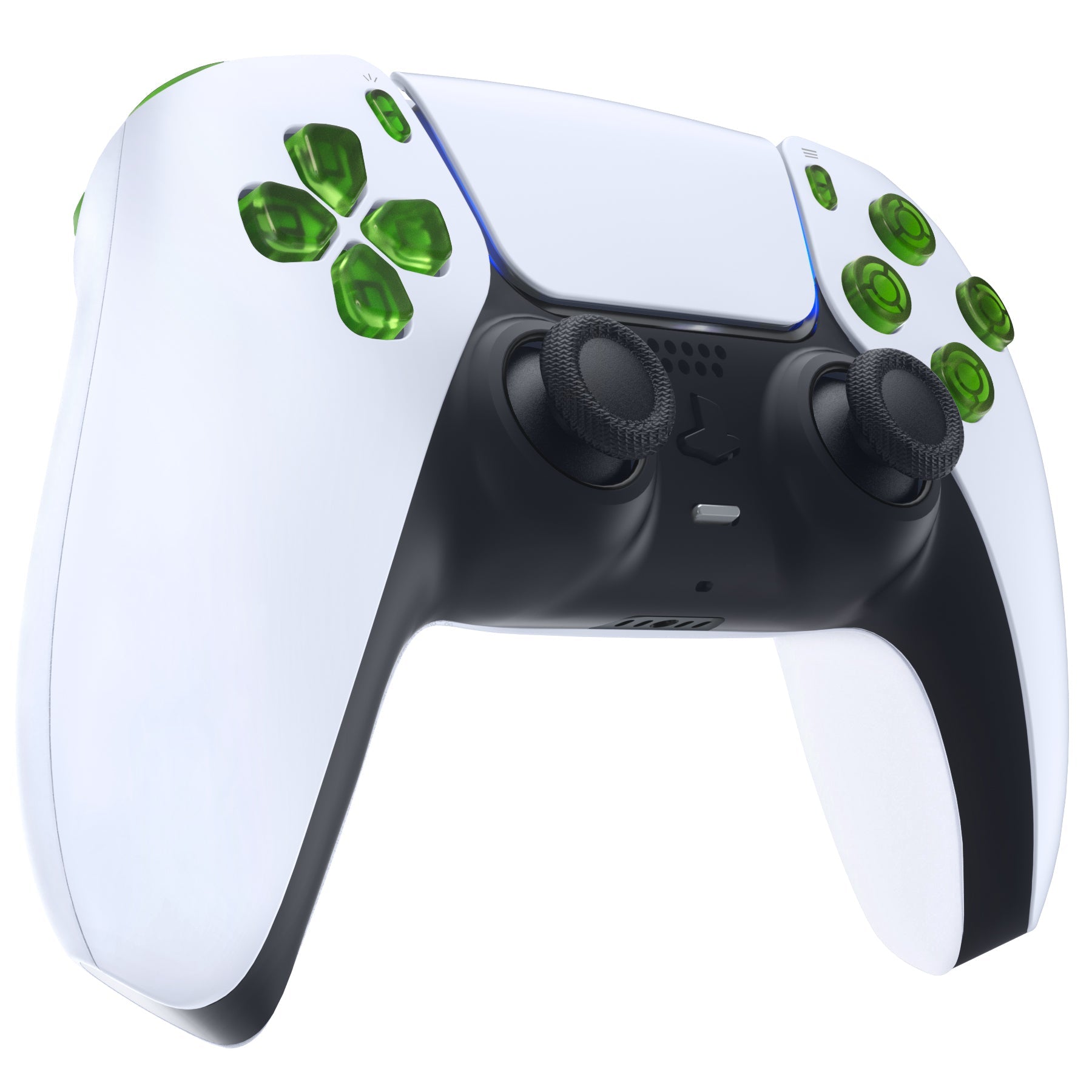 eXtremeRate Replacement Full Set Buttons Compatible with PS5 Controller BDM-030/040/050/060 - Clear Green eXtremeRate