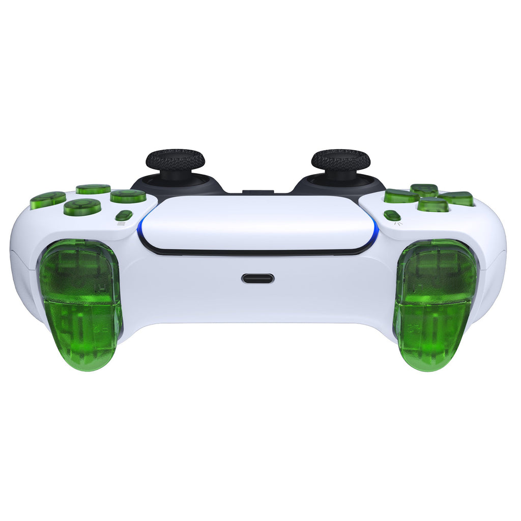 eXtremeRate Replacement Full Set Buttons Compatible with PS5 Controller BDM-030/040/050/060 - Clear Green eXtremeRate