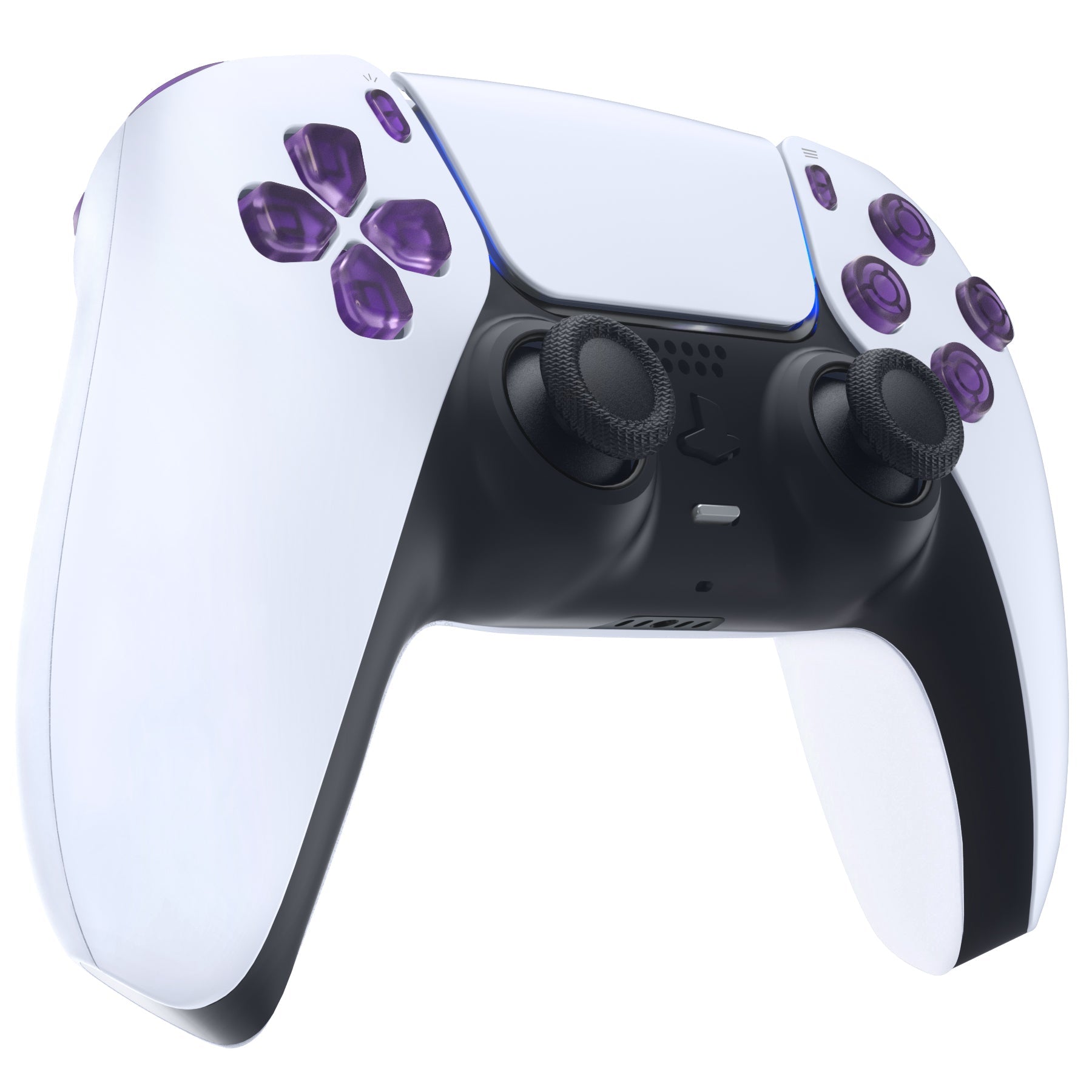 eXtremeRate Replacement Full Set Buttons Compatible with PS5 Controller BDM-030/040/050/060 - Clear Atomic Purple eXtremeRate