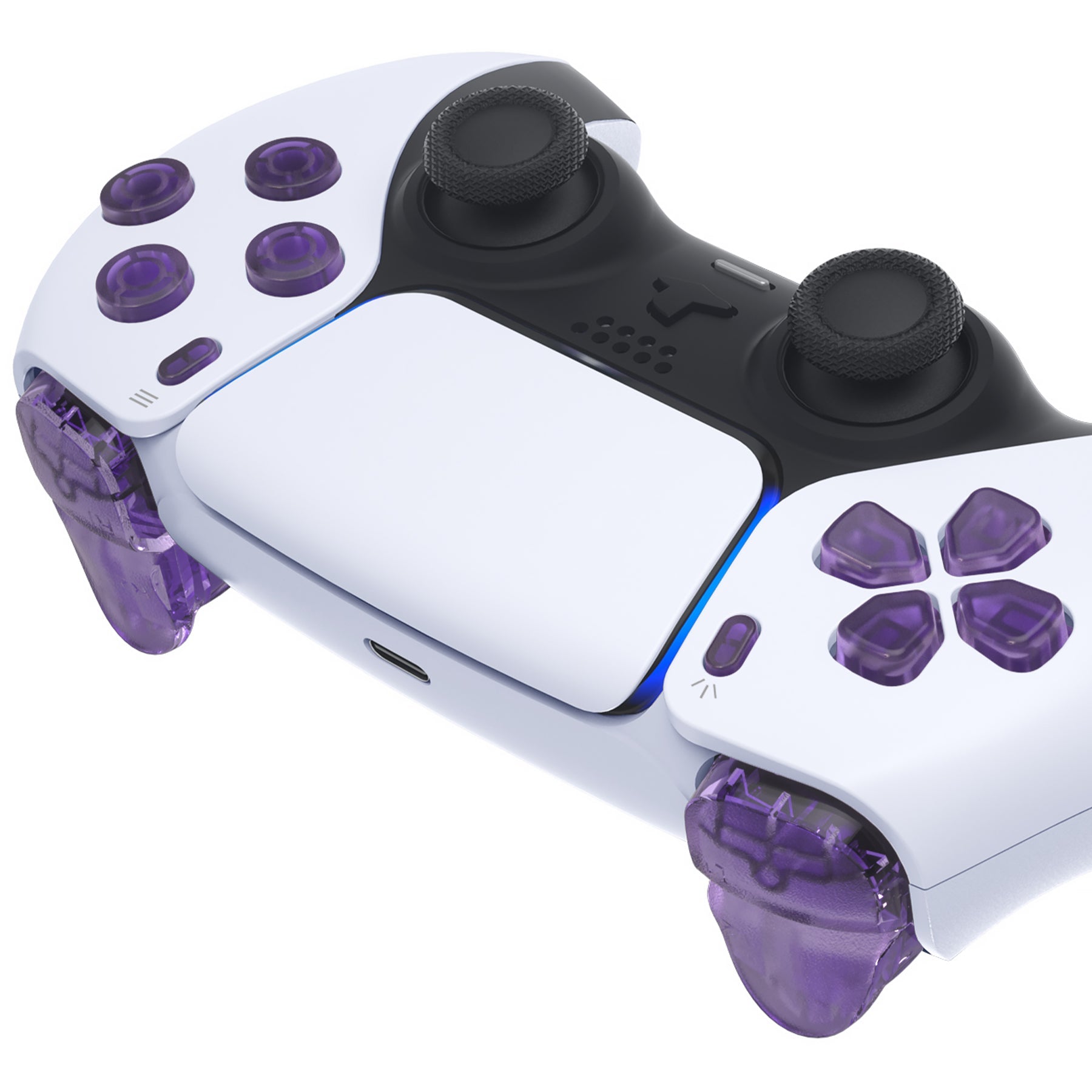 eXtremeRate Replacement Full Set Buttons Compatible with PS5 Controller BDM-030/040/050/060 - Clear Atomic Purple eXtremeRate