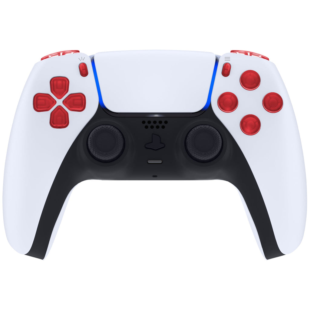 eXtremeRate Replacement Full Set Buttons Compatible with PS5 Controller BDM-030/040/050/060 - Clear Red eXtremeRate