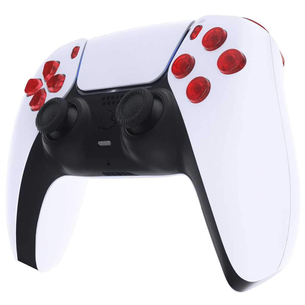 eXtremeRate Replacement Full Set Buttons Compatible with PS5 Controller BDM-030/040/050/060 - Clear Red eXtremeRate