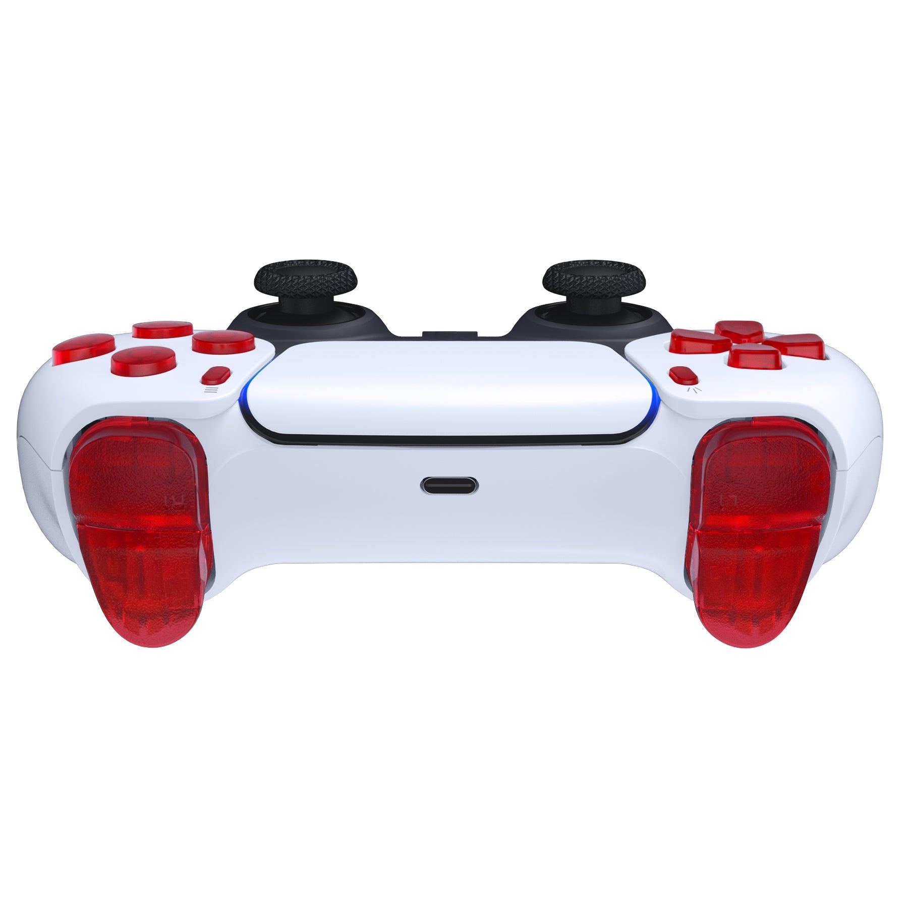 eXtremeRate Replacement Full Set Buttons Compatible with PS5 Controller BDM-030/040/050/060 - Clear Red eXtremeRate