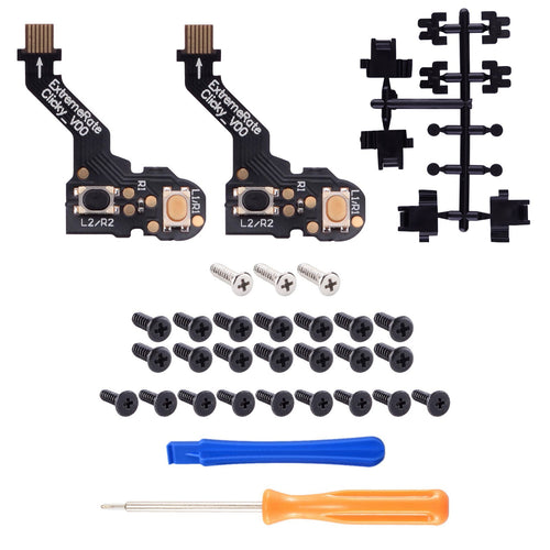 eXtremeRate Clicky Hair Trigger Kit for PS5 Controller BDM-010 & BDM-020 Shoulder Buttons, Custom Flashshot Trigger Stop Flex Cable for PS5 Controller eXtremeRate