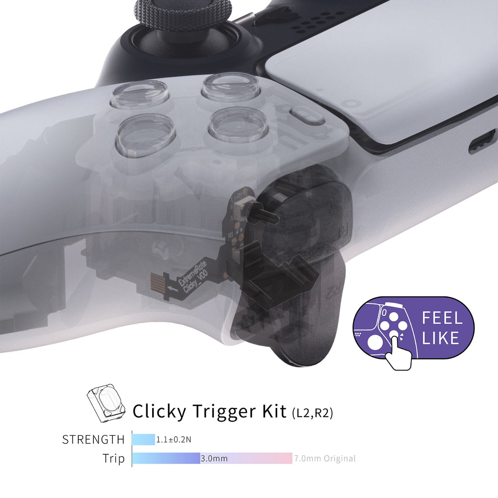 eXtremeRate Clicky Hair Trigger Kit for PS5 Controller BDM-010 & BDM-020 Shoulder Buttons, Custom Flashshot Trigger Stop Flex Cable for PS5 Controller eXtremeRate