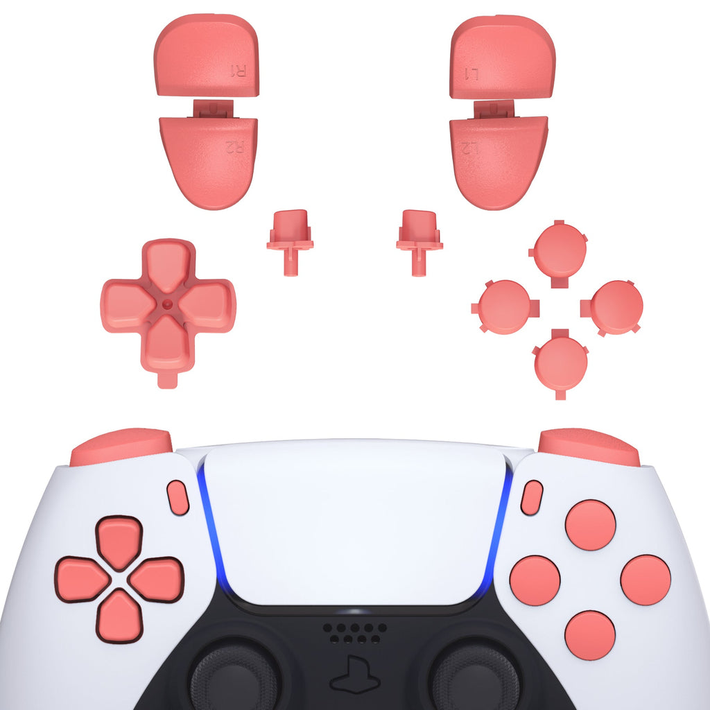 eXtremeRate Replacement Full Set Buttons Compatible with PS5 Controller BDM-030/040/050/060 - Coral eXtremeRate