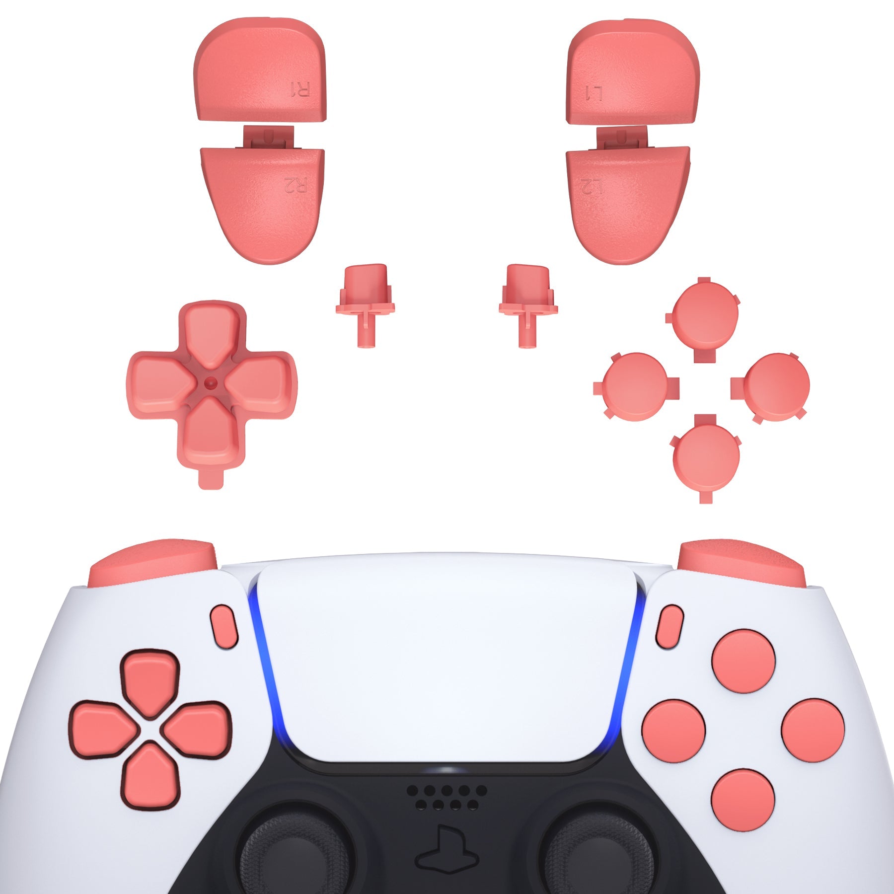 eXtremeRate Replacement Full Set Buttons Compatible with PS5 Controller BDM-030/040/050/060 - Coral eXtremeRate