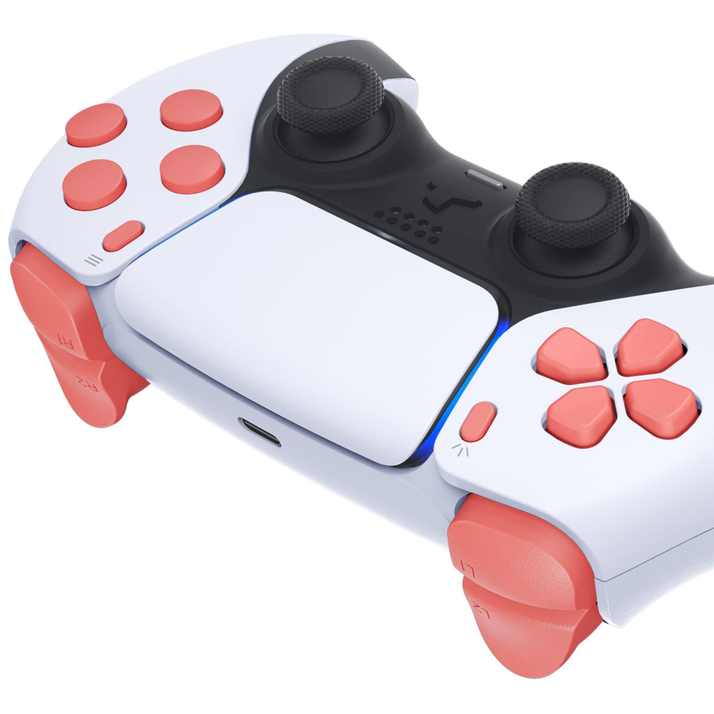 eXtremeRate Replacement Full Set Buttons Compatible with PS5 Controller BDM-030/040/050/060 - Coral eXtremeRate