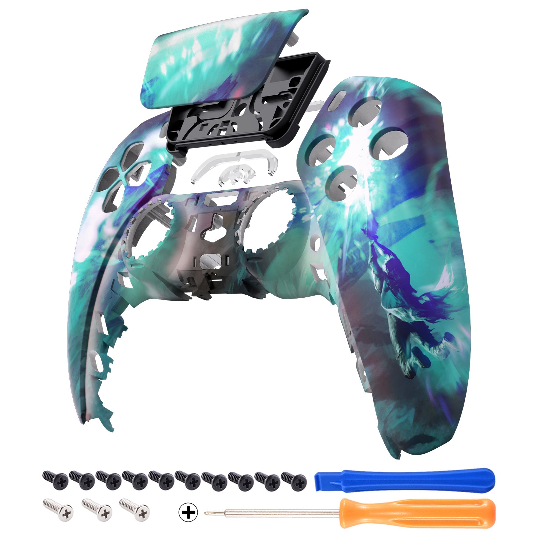 eXtremeRate Replacement Front Housing Shell with Touchpad Compatible with PS5 Controller BDM-010/020/030/040/050 - Crystal Fantasy eXtremeRate