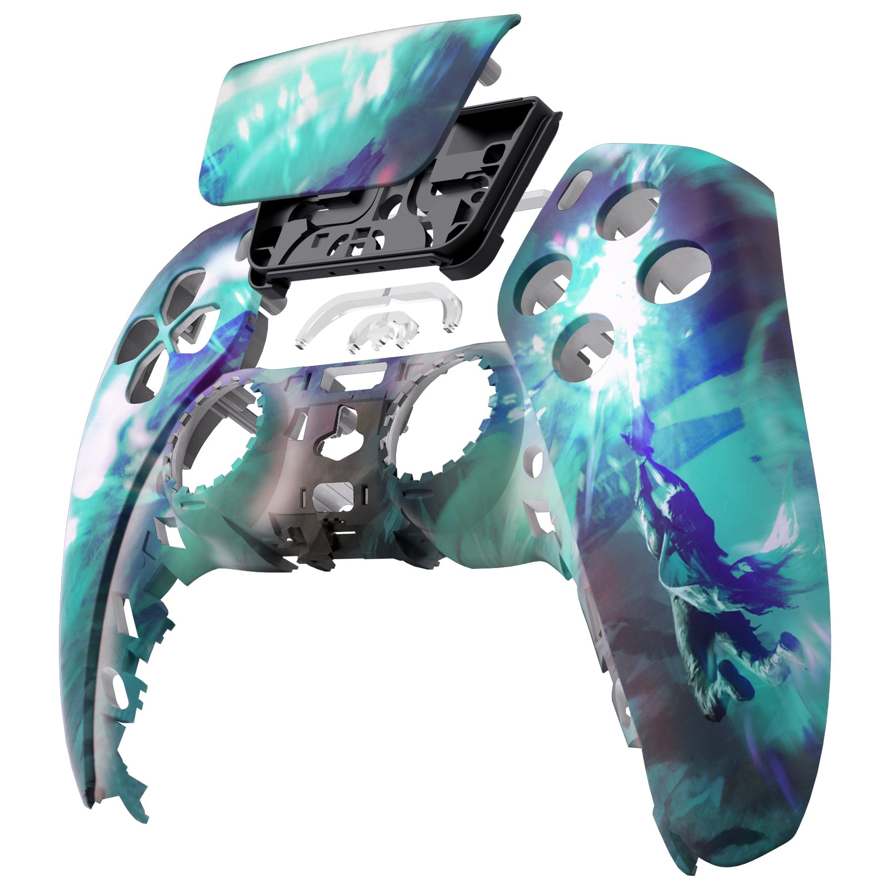 eXtremeRate Replacement Front Housing Shell with Touchpad Compatible with PS5 Controller BDM-010/020/030/040/050 - Crystal Fantasy eXtremeRate