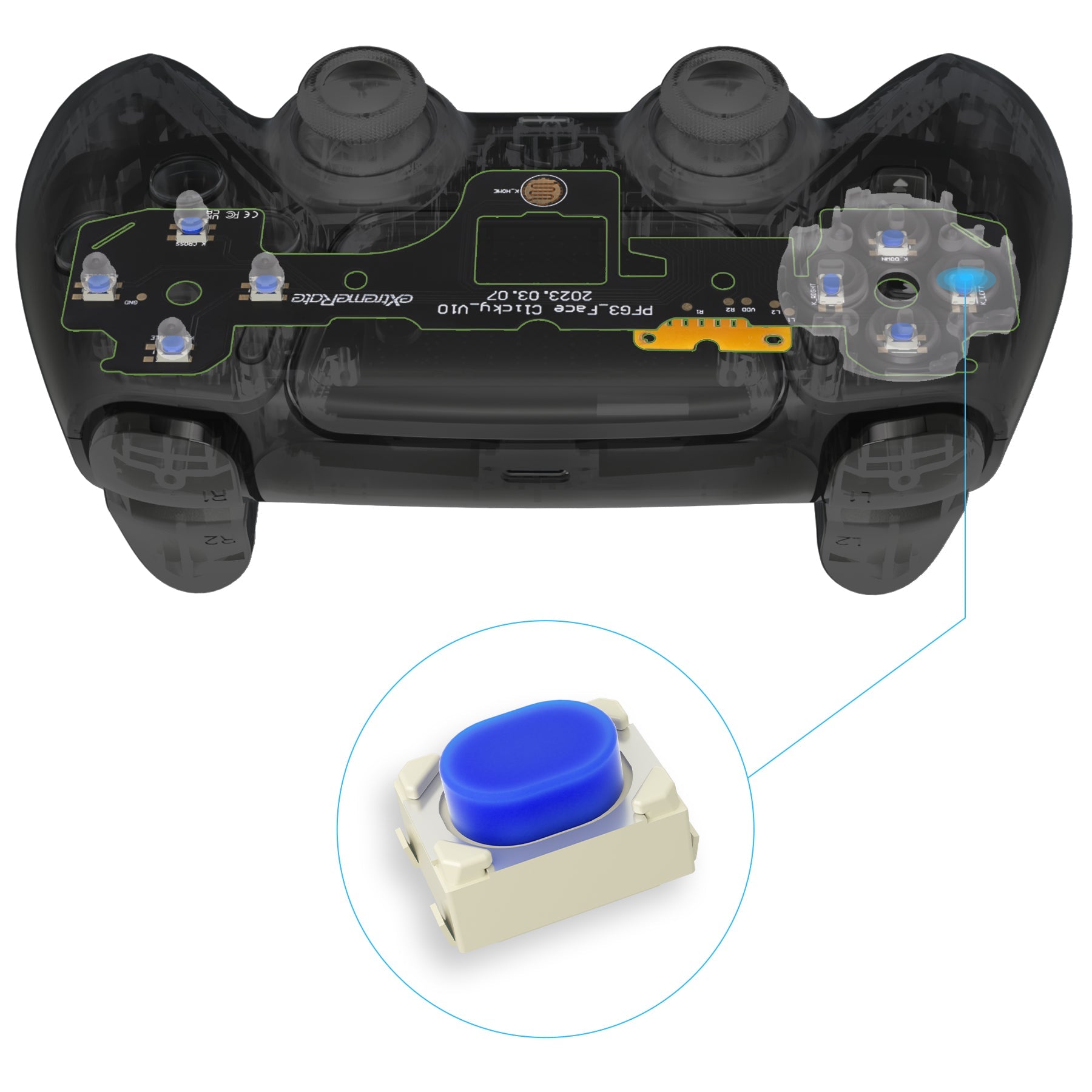 eXtremeRate Custom Tactile Dpad & Action Buttons Face Clicky Kit for PS5 Controller BDM-030 eXtremeRate