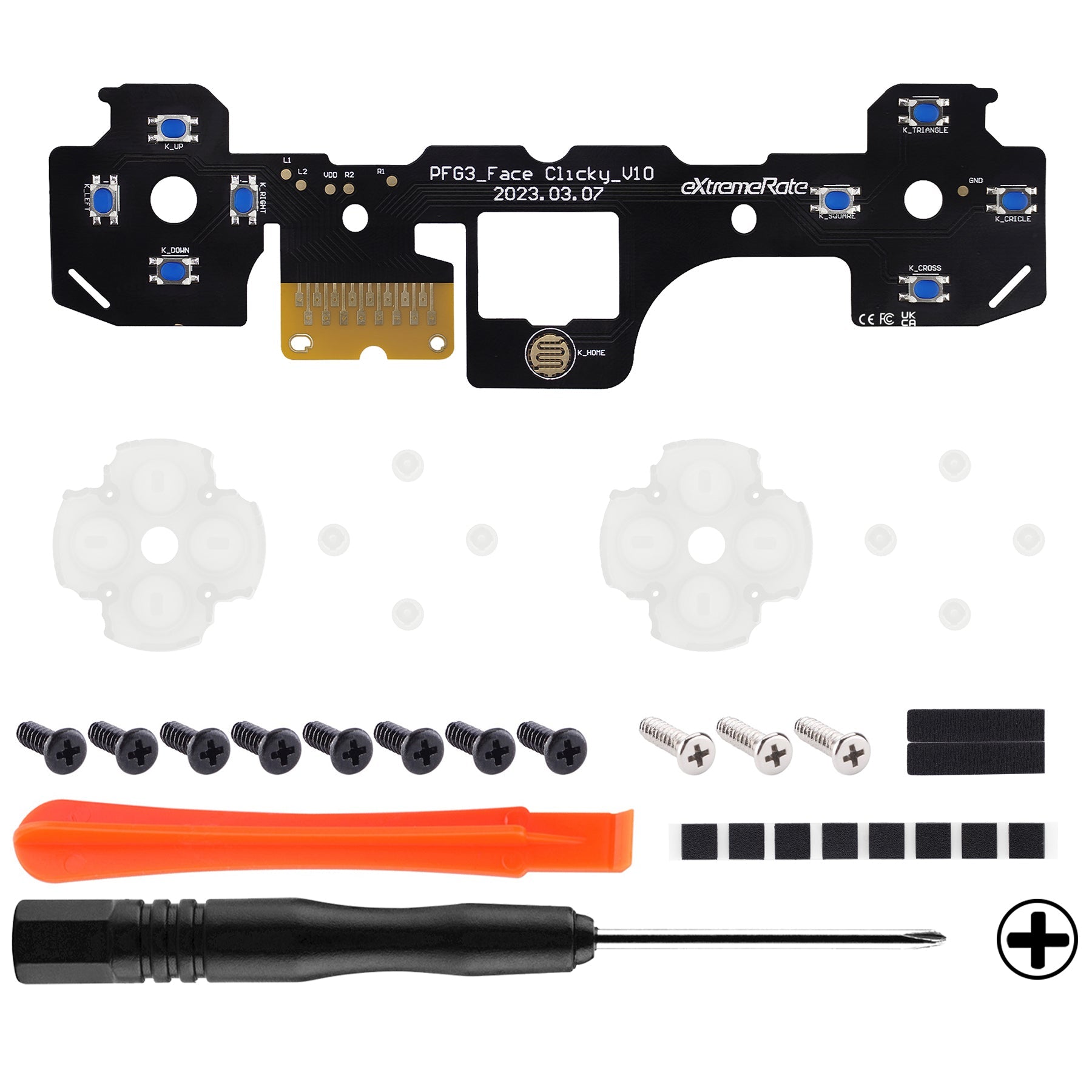 eXtremeRate Custom Tactile Dpad & Action Buttons Face Clicky Kit for PS5 Controller BDM-030 eXtremeRate